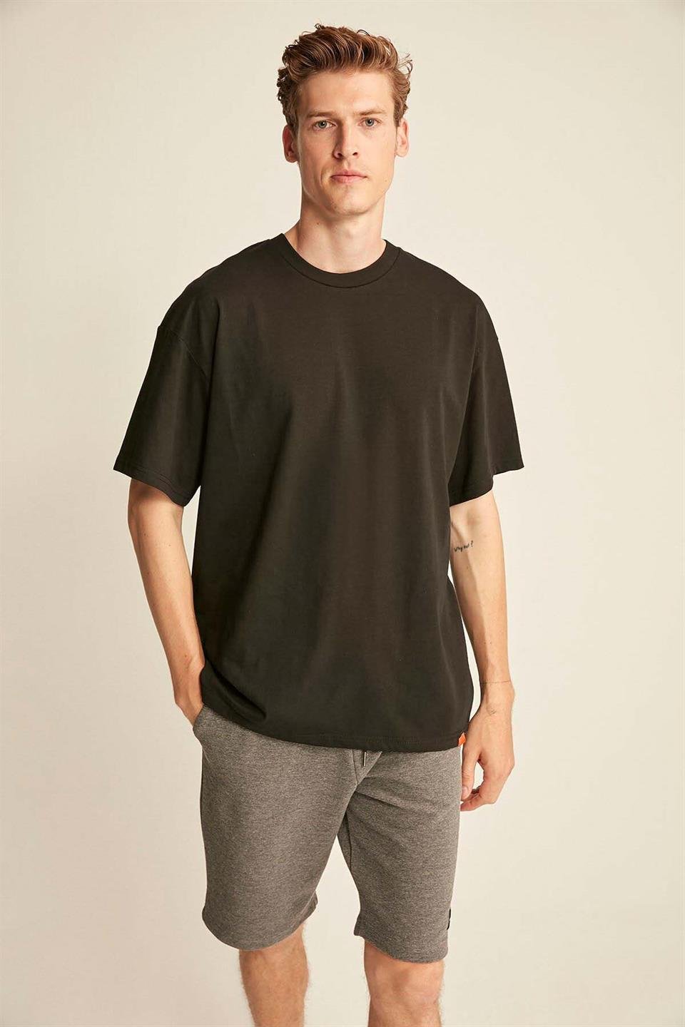 JETT Örme Oversize Siyah  T-Shirt