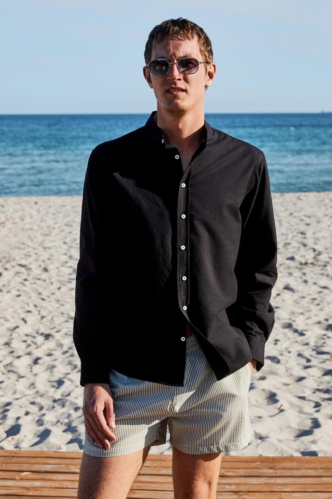 JEZER Erkek Hakim Yaka Uzun Kollu %100 Pamuk Regular Fit Siyah Gömlek