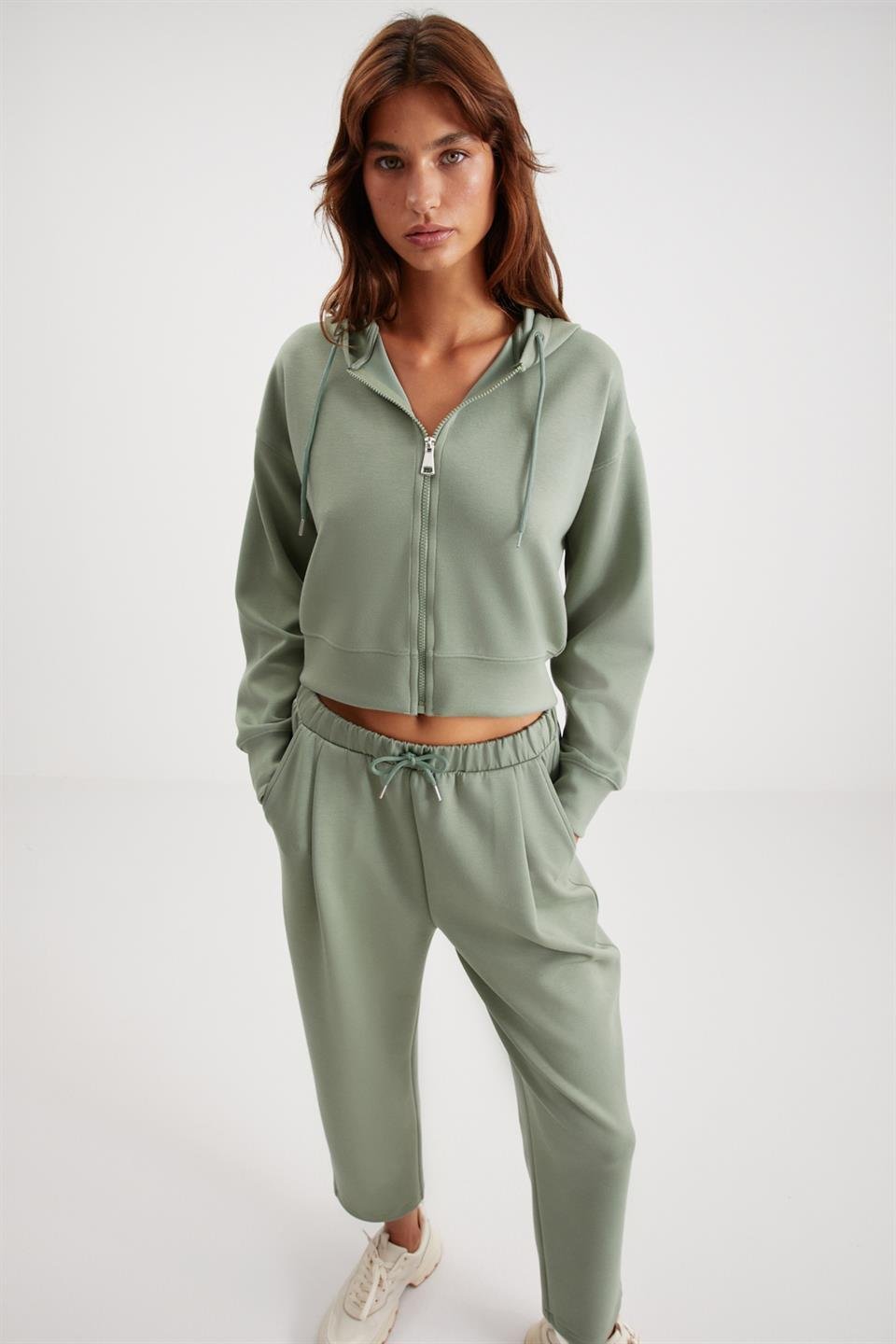 JILL  Relaxed Mint Yeşil Tekli Sweatshirt