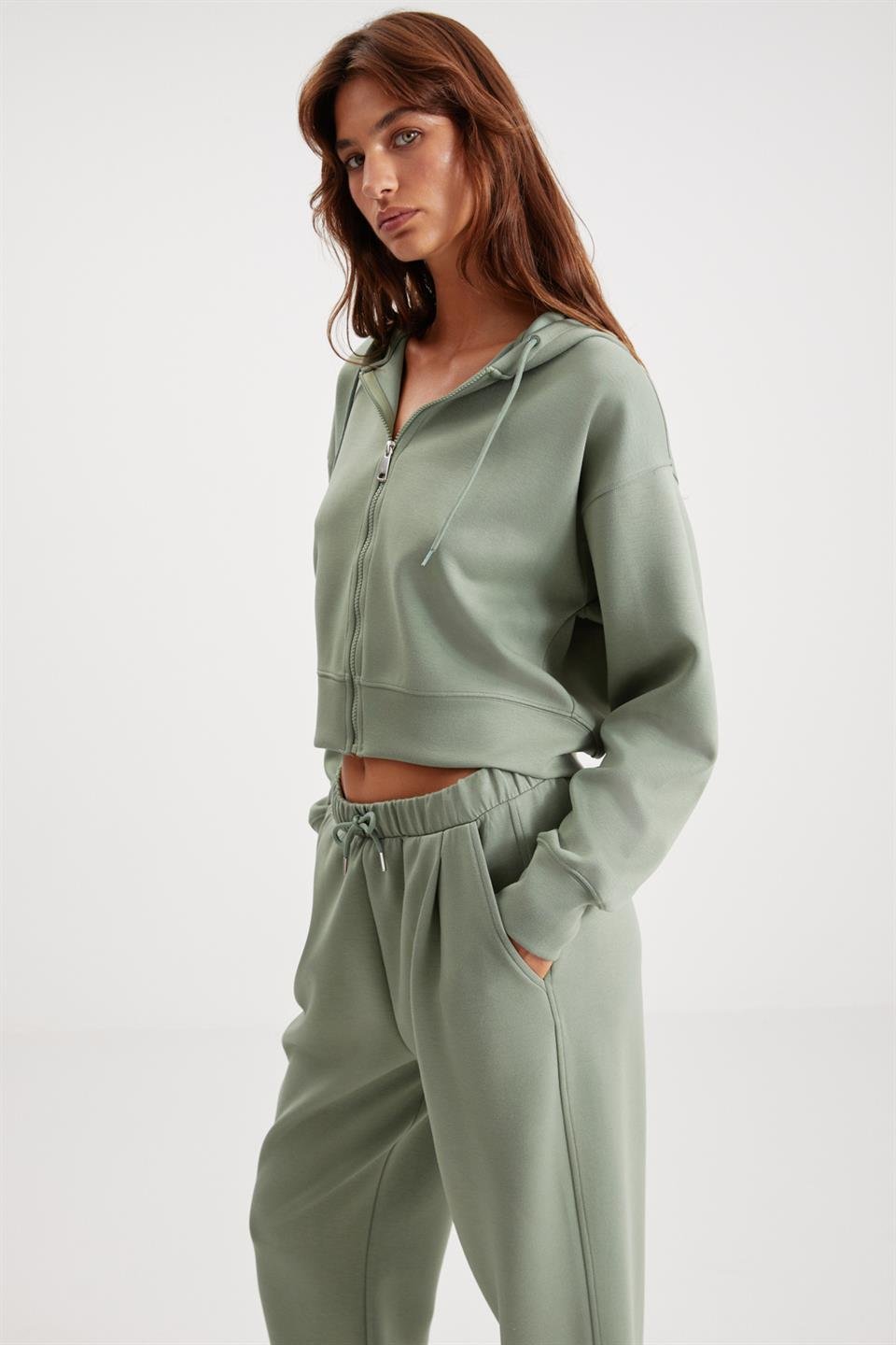 JILL  Relaxed Mint Yeşil Tekli Sweatshirt