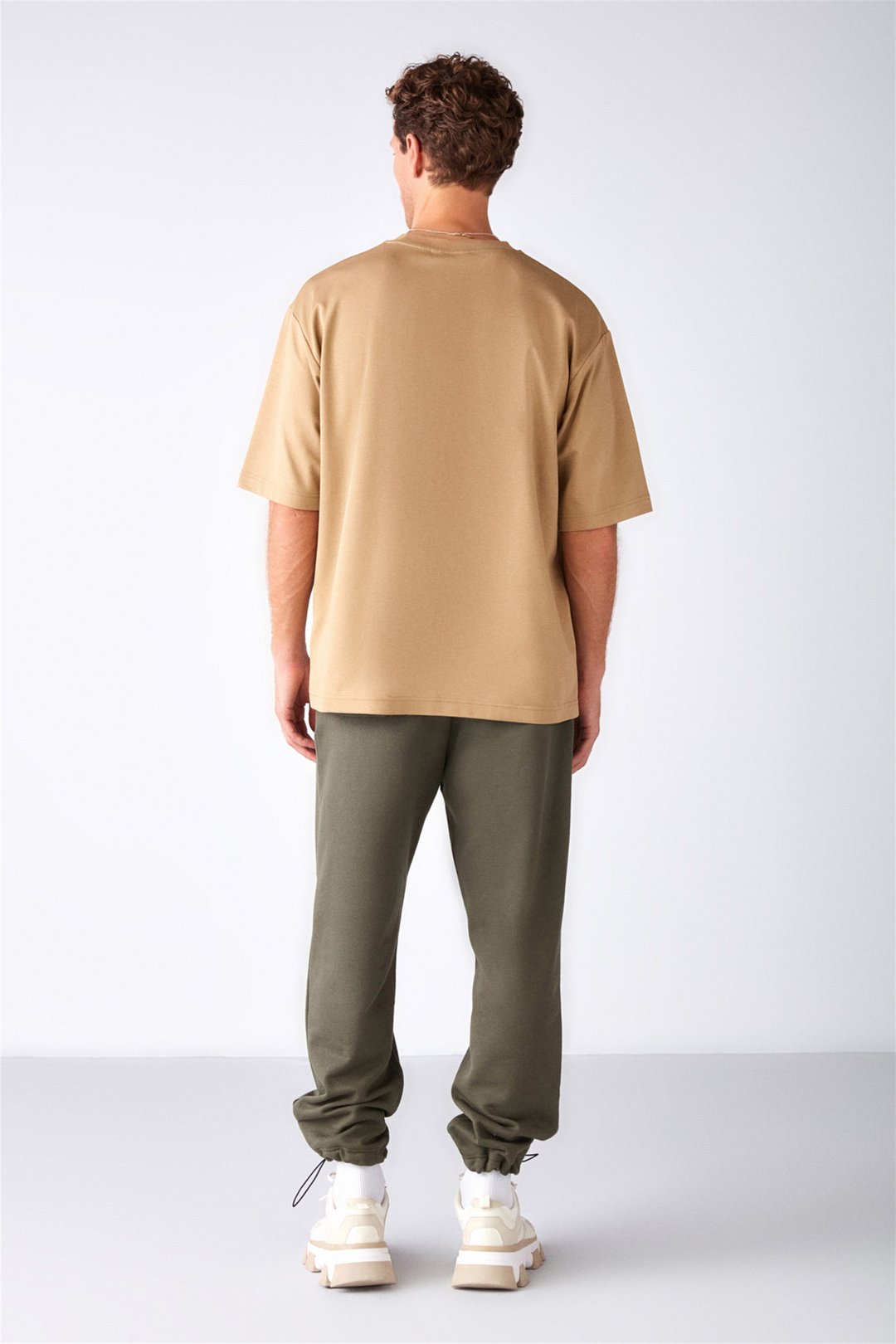 JOEL Örme Oversize Bej  T-Shirt