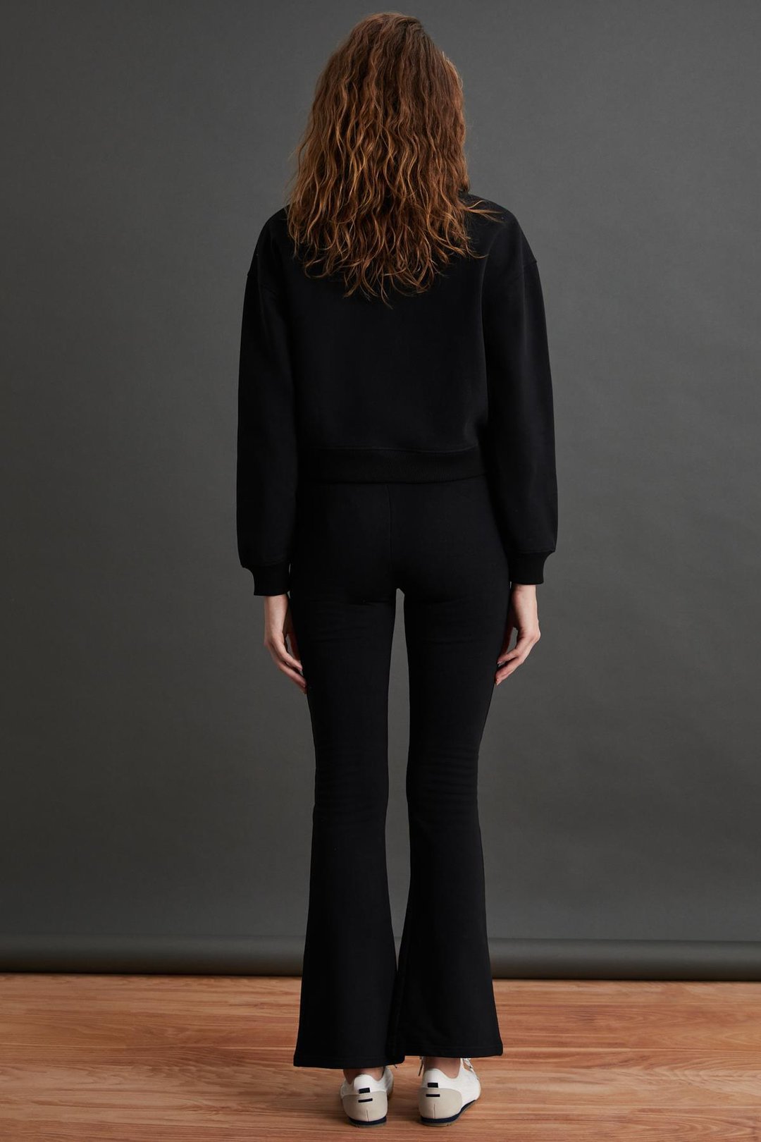 JOHANNA Kadın Baskı Detaylı %100 Organik Pamuk Regular 3 İplik Örme Siyah Eşofman Takımı