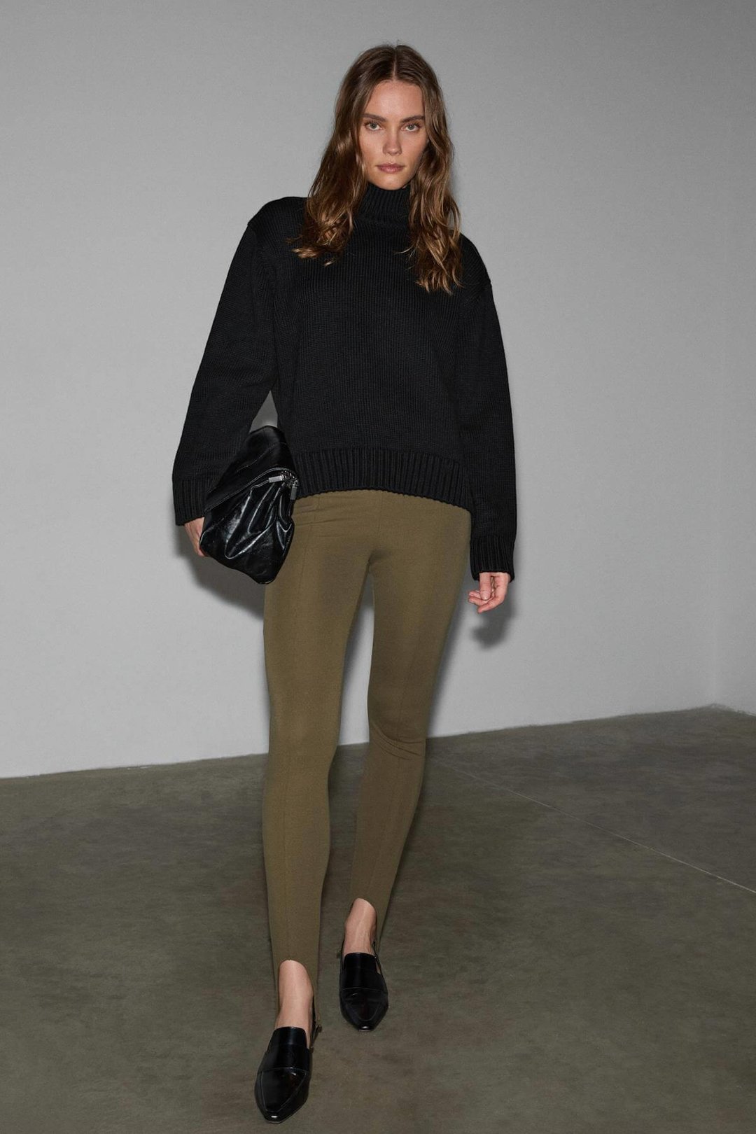 JOYITA Kadın Balıkçı Yaka Oversize Triko Siyah Kazak