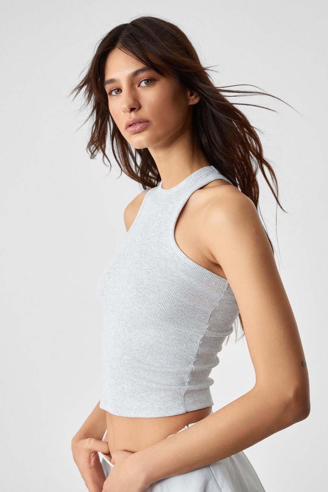 JROKSY Kadın Slim Halter Yaka Kolsuz Grimelanj Atlet