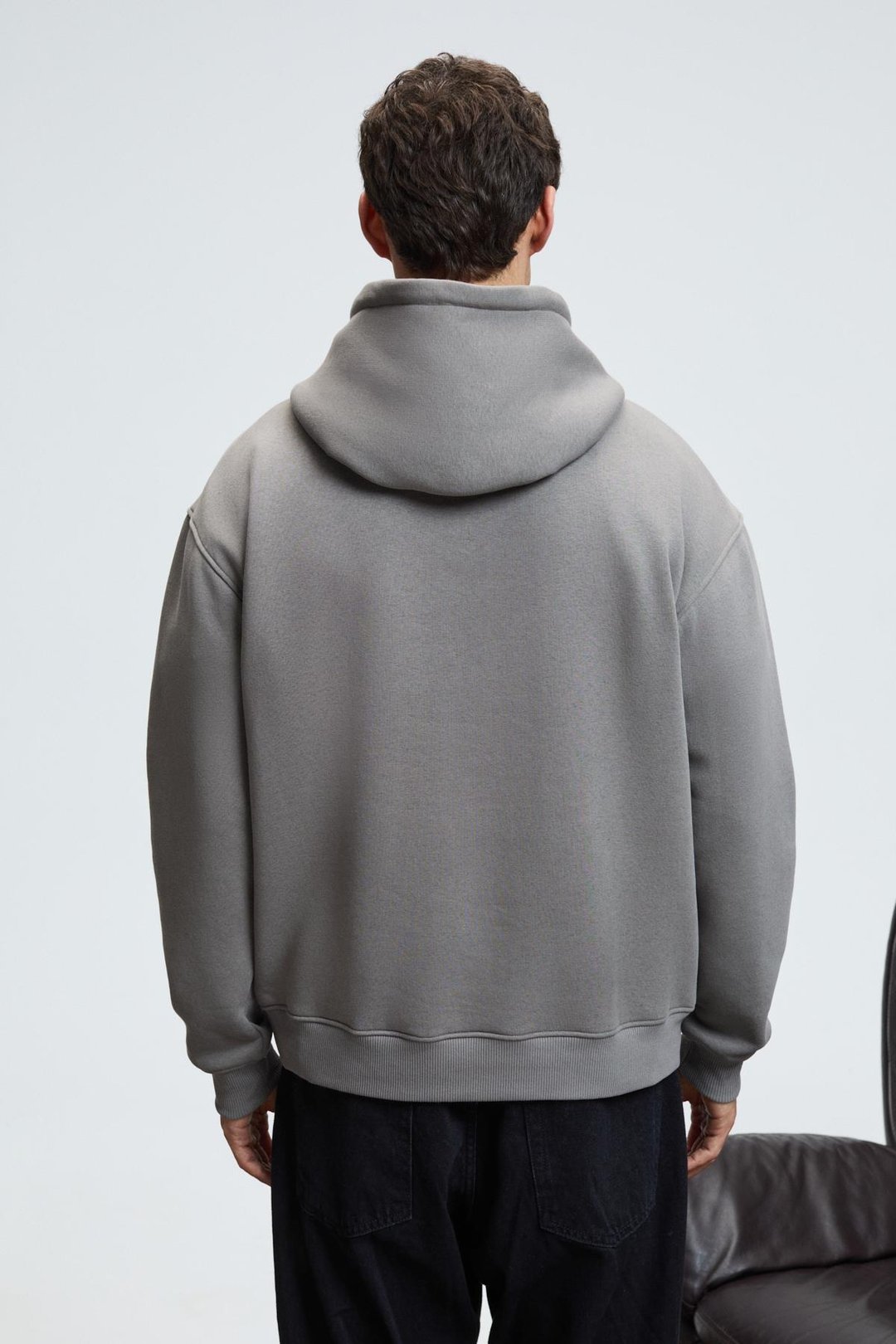 JUSTUS Erkek Kapüşonlu Kanguru Cepli Fermuar Yakalı Koyu Gri Sweatshirt