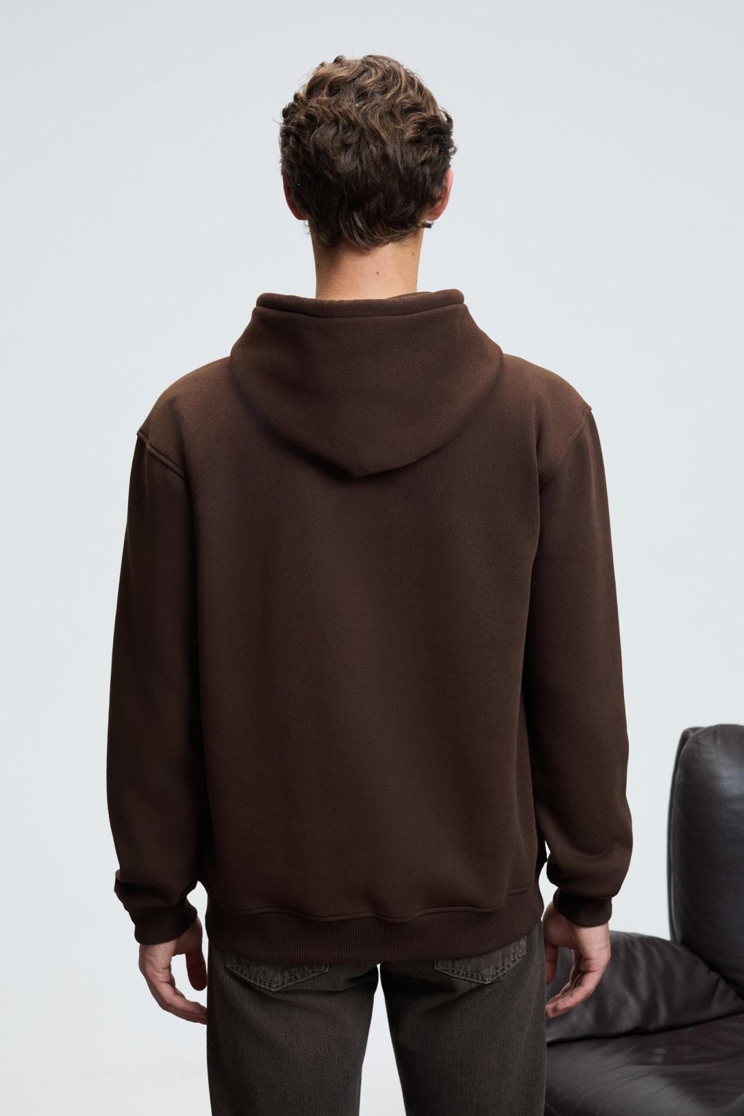 JUSTUS Erkek Kapüşonlu Kanguru Cepli Fermuar Yakalı Kahverengi Sweatshirt