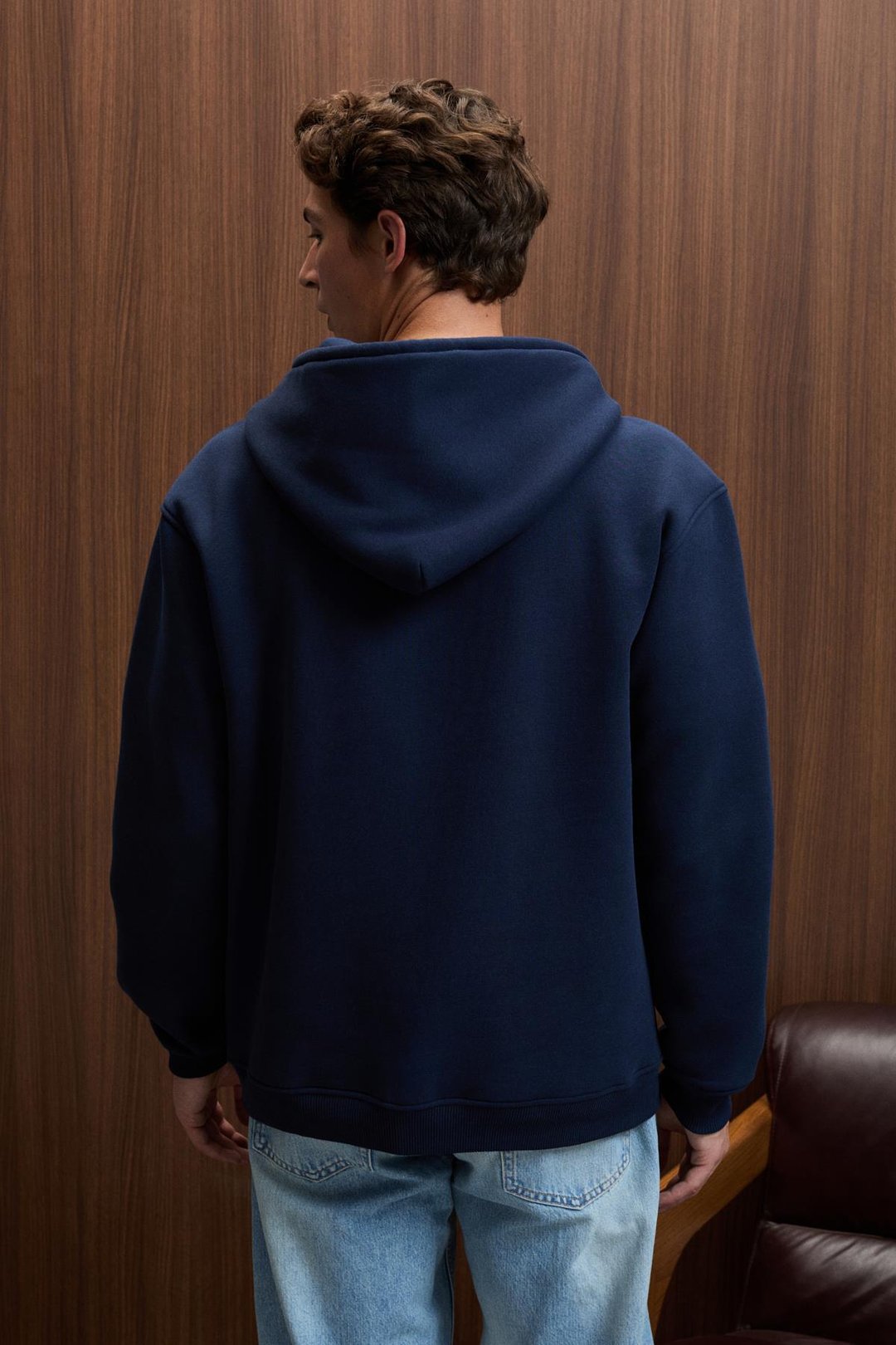 JUSTUS Erkek Kapüşonlu Kanguru Cepli Fermuar Yakalı Lacivert Sweatshirt