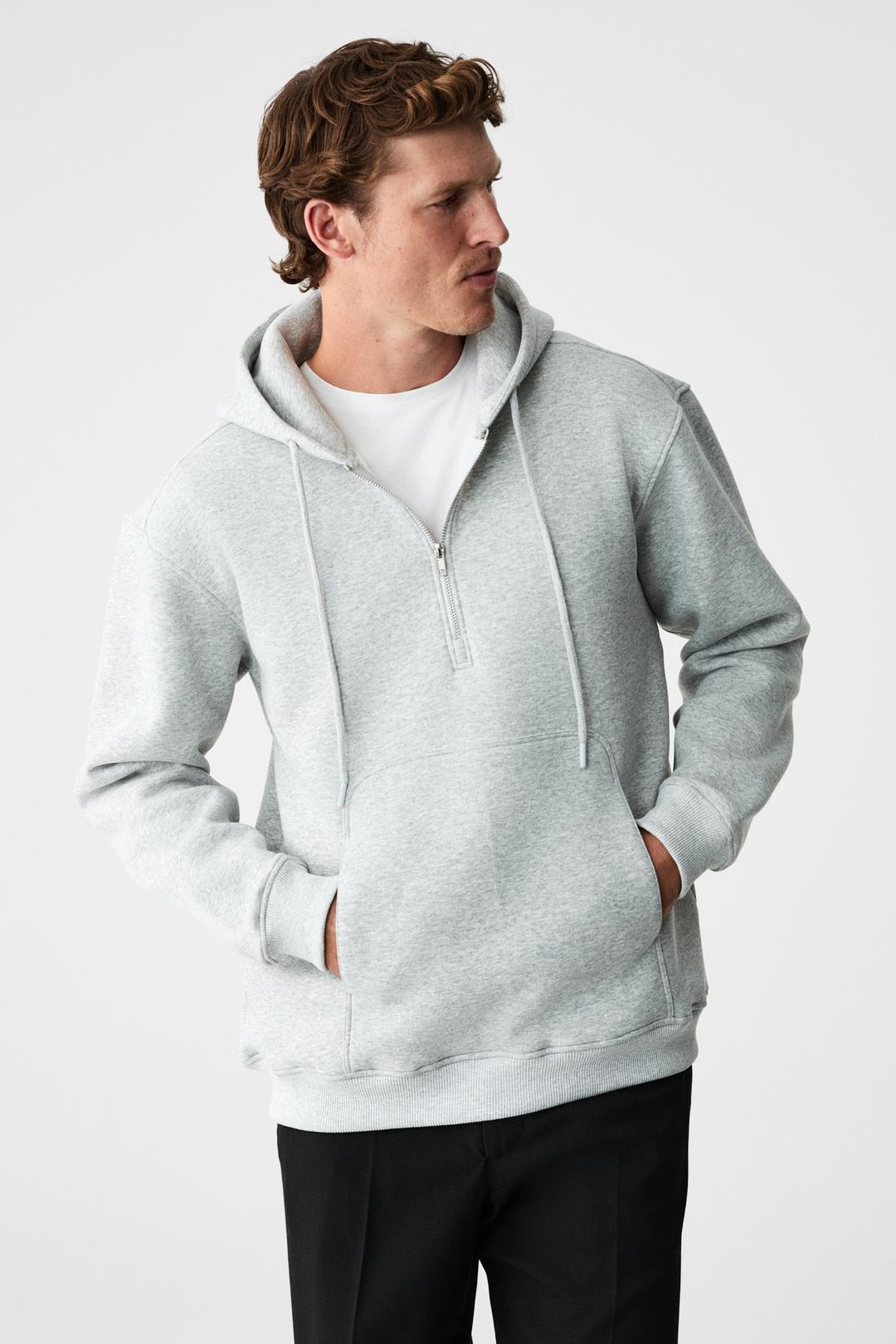 JUSTUS Erkek Kapüşonlu Kanguru Cepli Fermuar Yakalı Grimelanj Sweatshirt