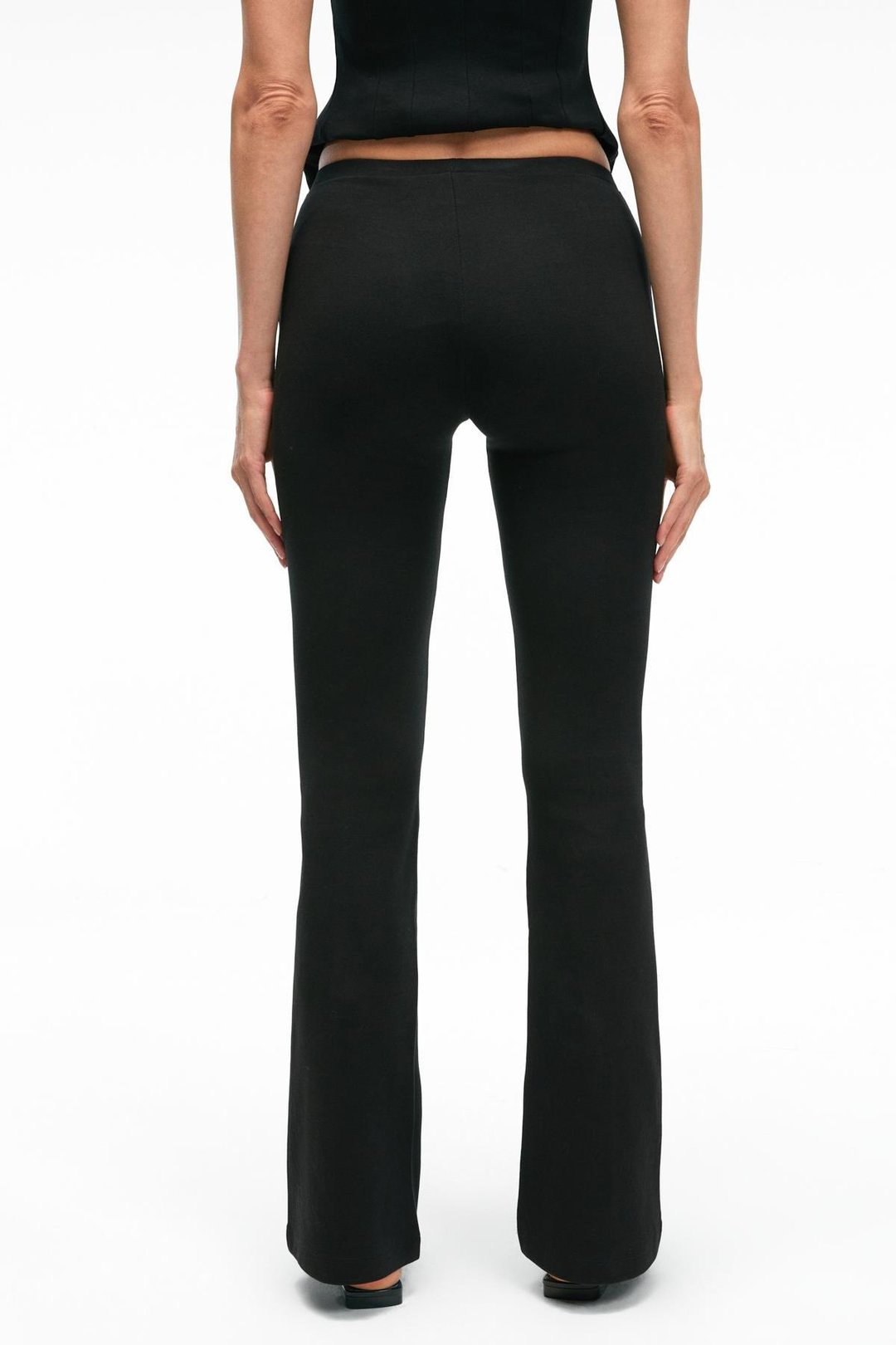 KALYYSIA Kadın Yüksek Bel Geniş Paçalı Slim Fit Siyah Pantolon