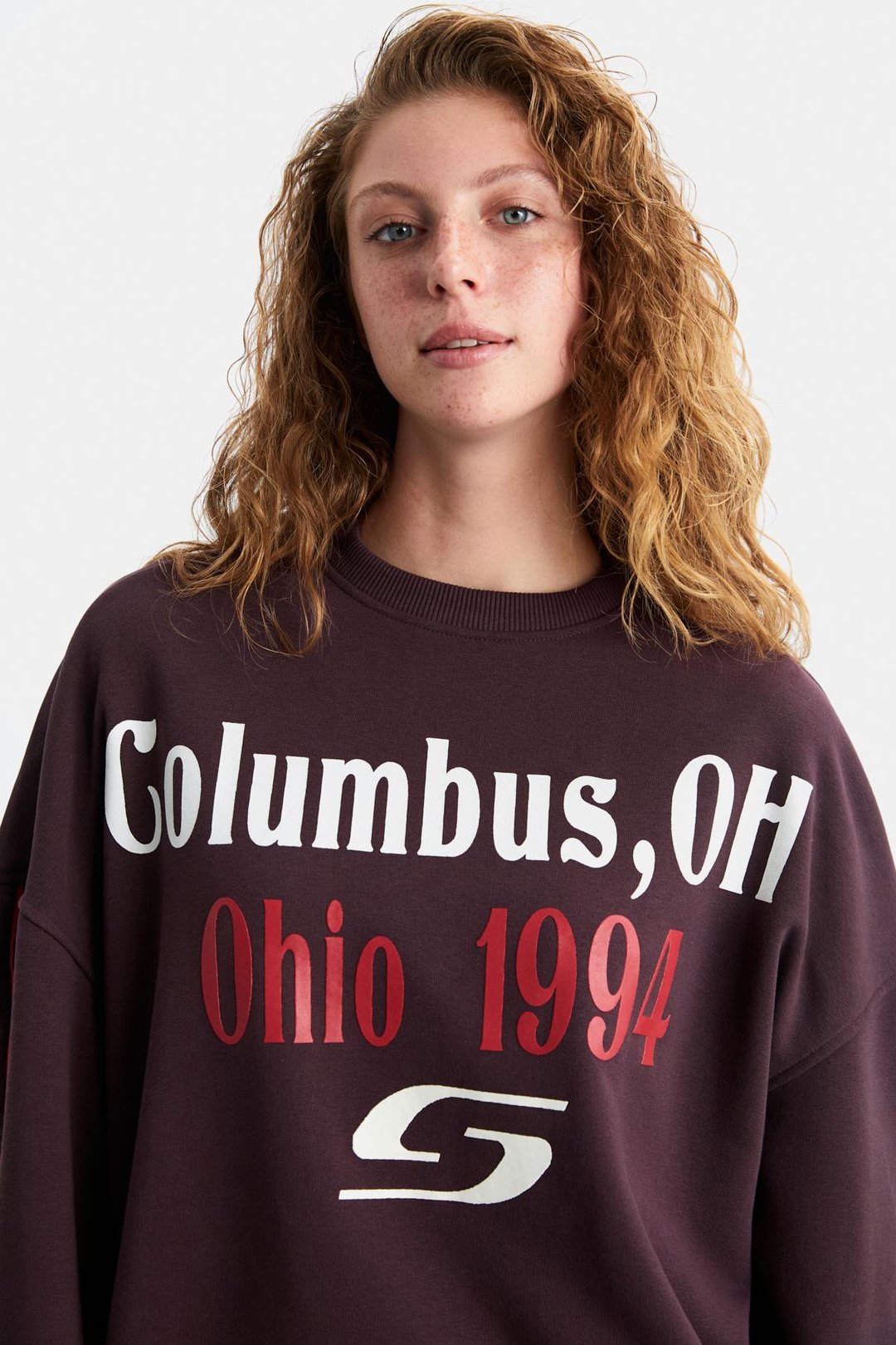 KEIRY Kadın 3 İplik İçi Şardonlu Önü Baskı Detaylı Bisiklet Yaka Koyu Mor Sweatshirt