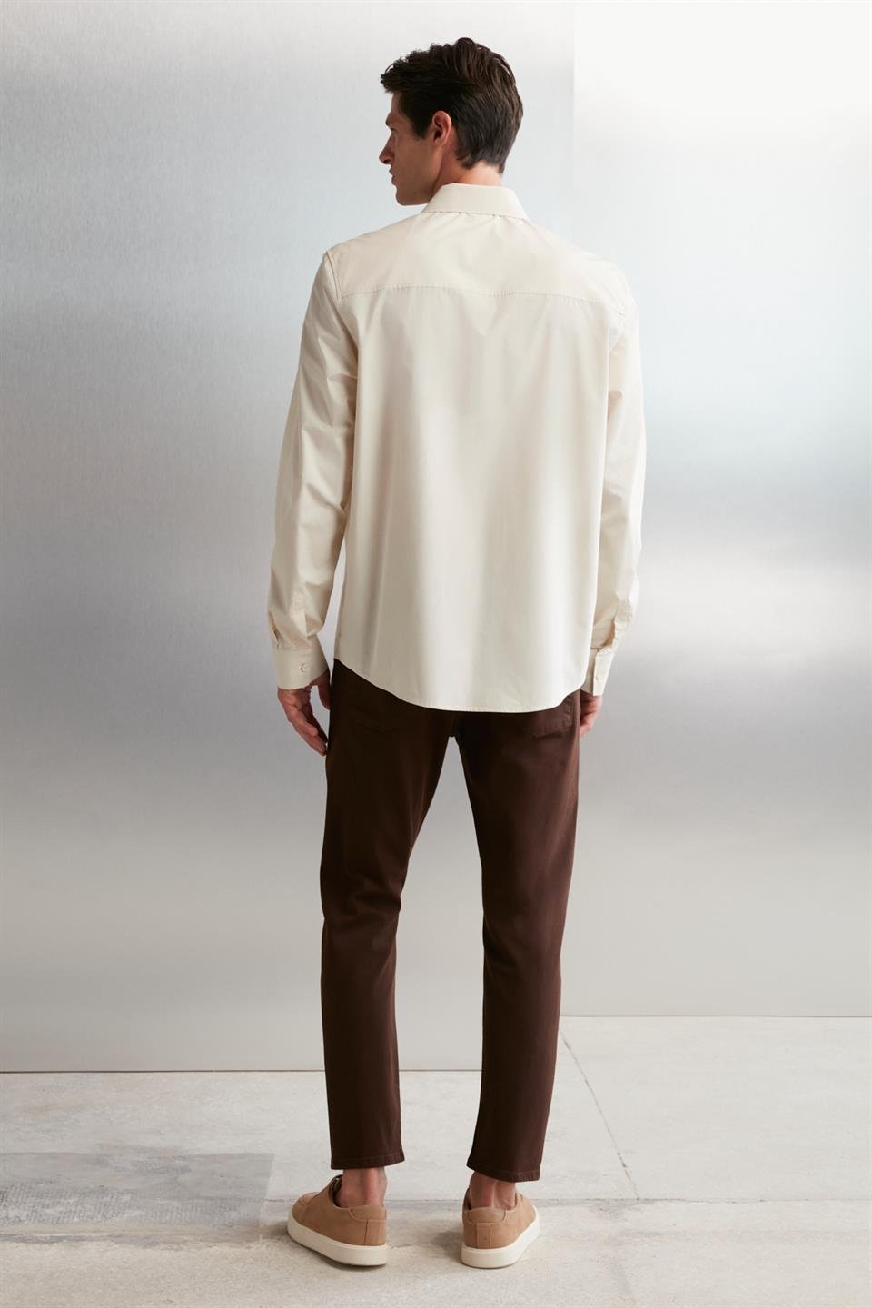 KELVIN  Oversize Taş Rengi Tekli Gömlek