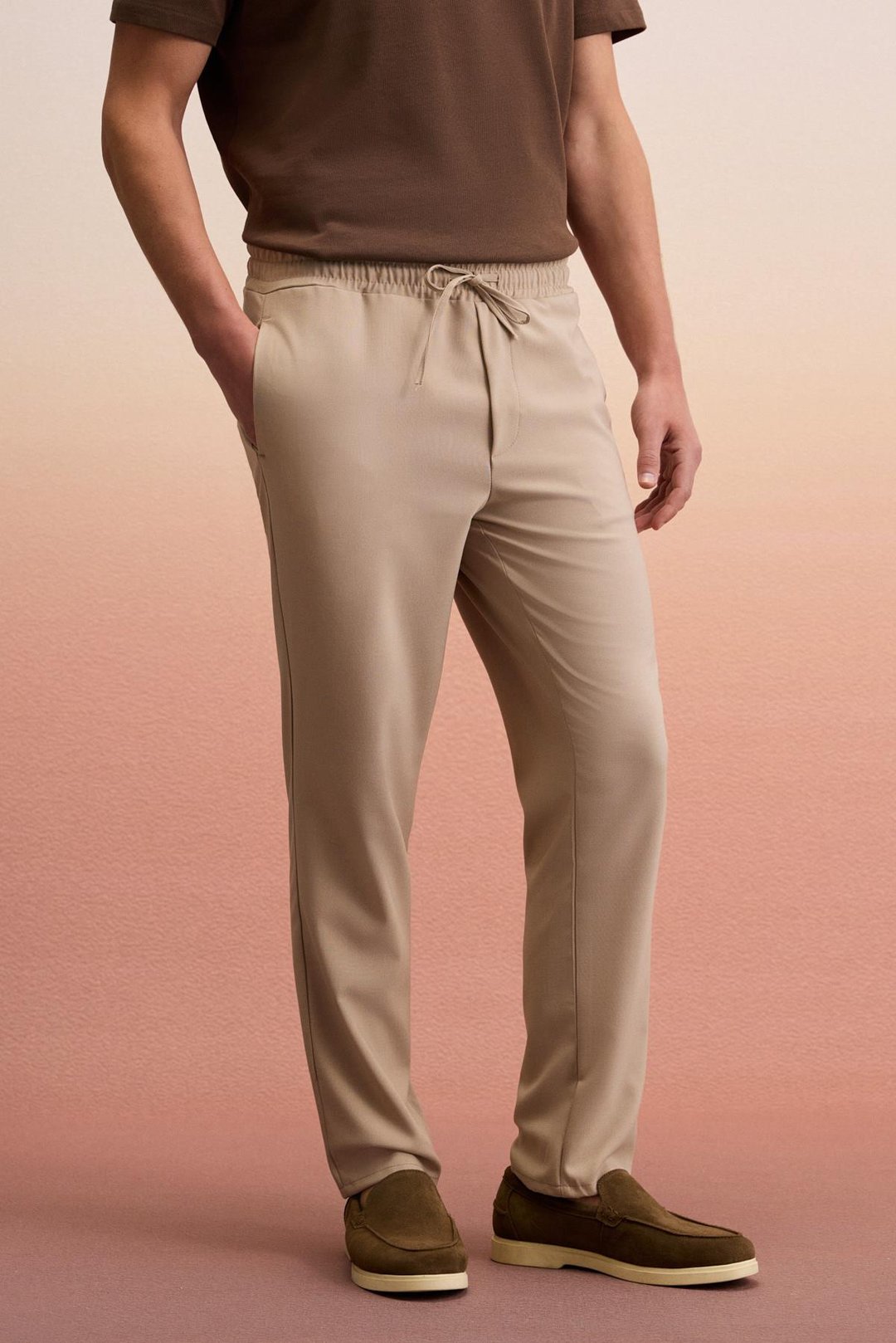 KHORN Erkek Relaxed Bağcıklı Normal Paça Bej Pantolon