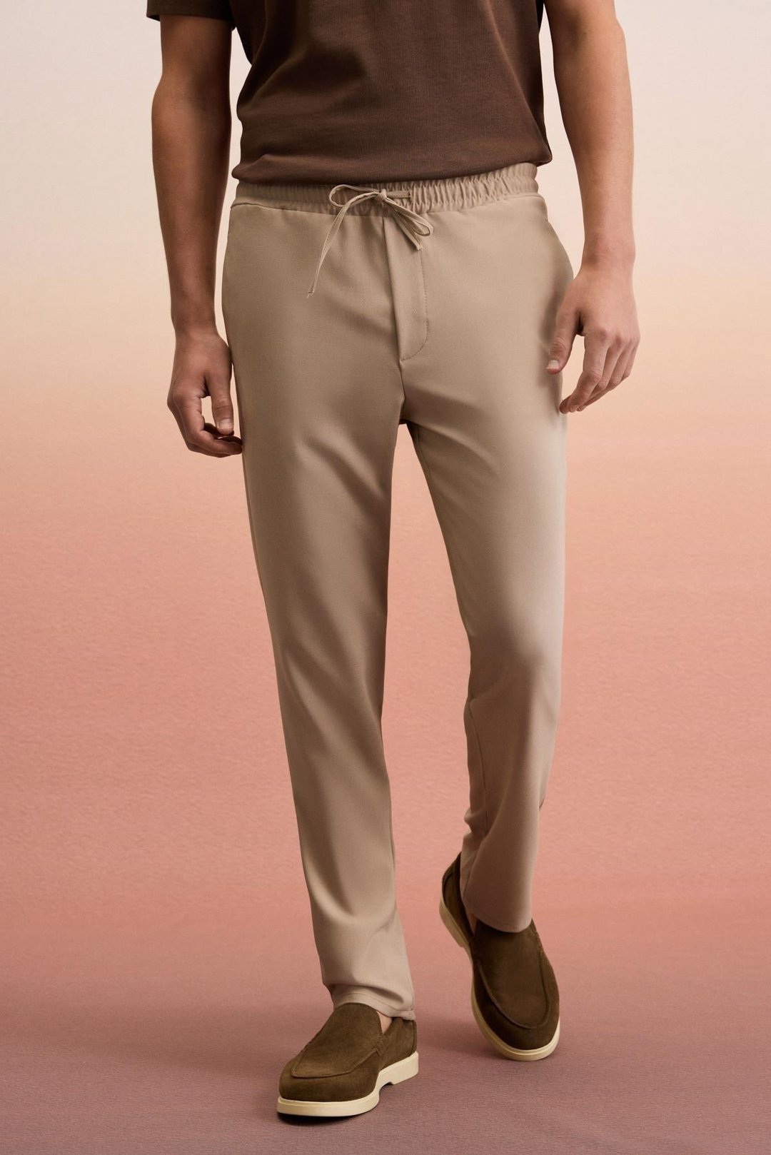 KHORN Erkek Relaxed Bağcıklı Normal Paça Bej Pantolon