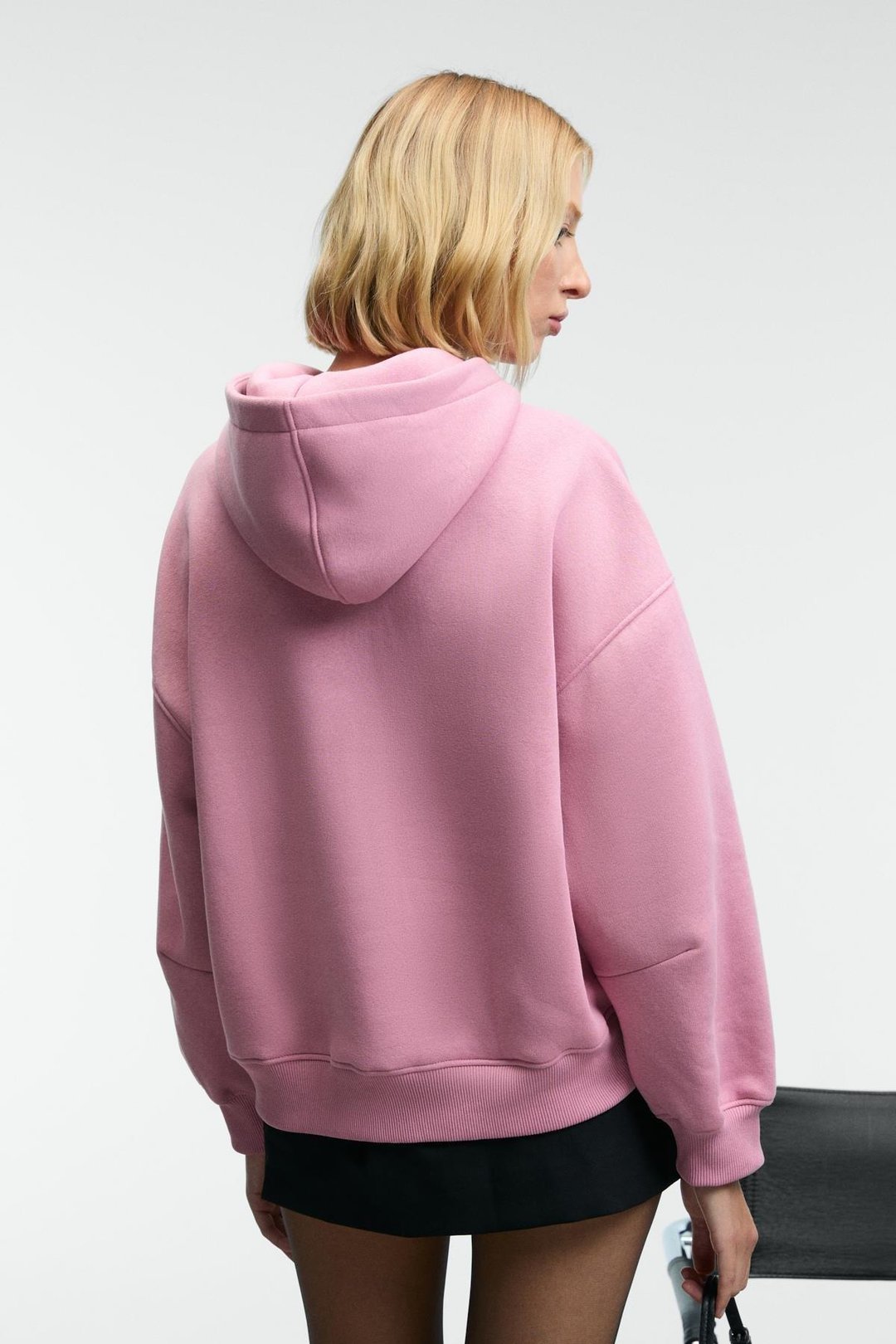 KIKRES Kadın Kapüşonlu Nakış Detaylı Oversize Koyu Pembe Sweatshirt
