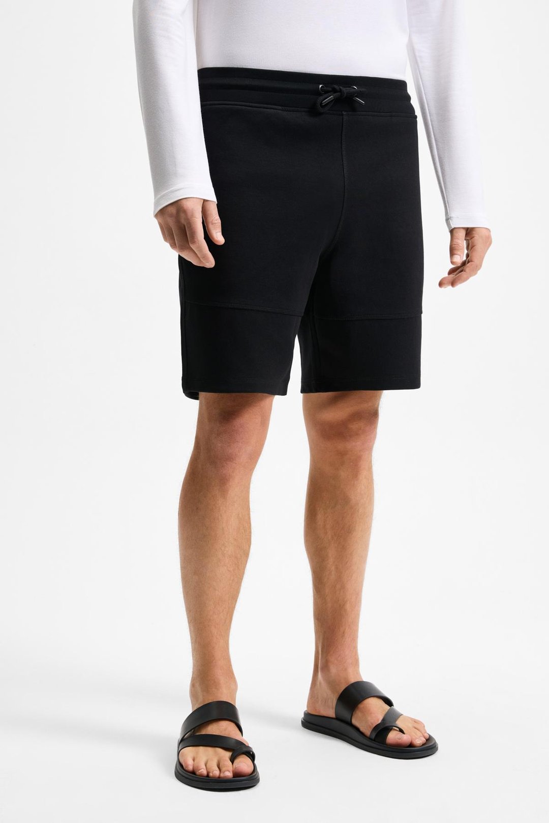 KONSA Erkek Beli Lastikli Kordonlu Yanları Fermuarlı Cepli Relaxed Fit Siyah Şort & Bermuda