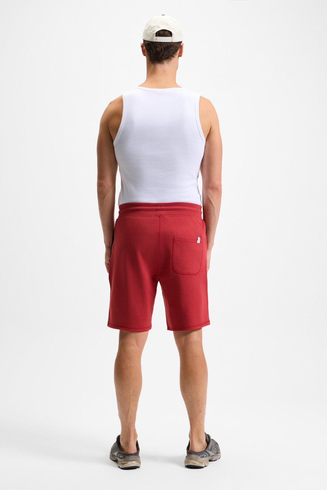 KONSA Erkek Beli Lastikli Kordonlu Yanları Fermuarlı Cepli Relaxed Fit Kırmızı Şort & Bermuda