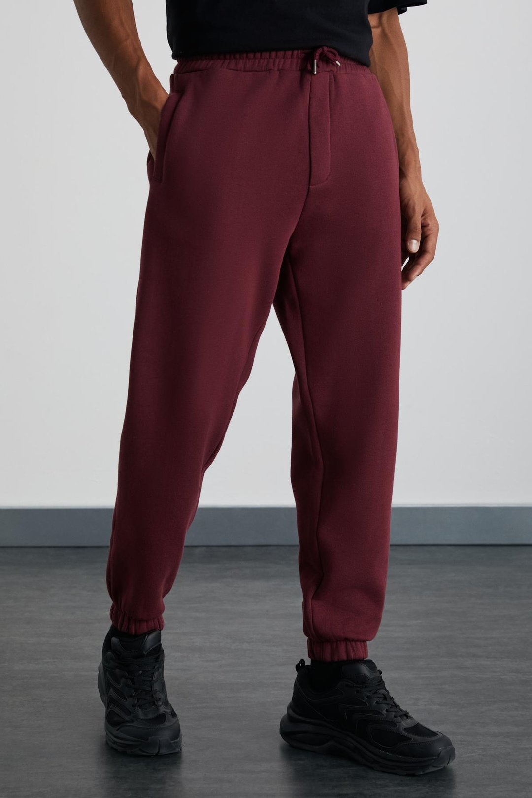 KYOTO Erkek Organik Pamuklu İçi Polarlı Geniş Kesim Paçası Lastikli Jogger Kırmızı Eşofman Altı