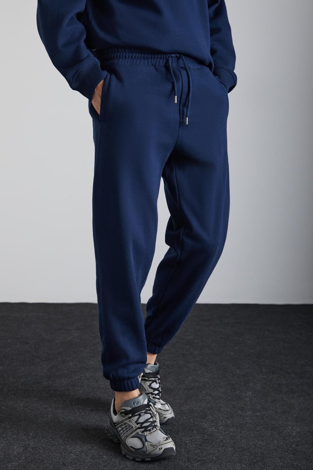 KYOTO Erkek Organik Pamuklu İçi Polarlı Geniş Kesim Paçası Lastikli Jogger Lacivert Eşofman Altı