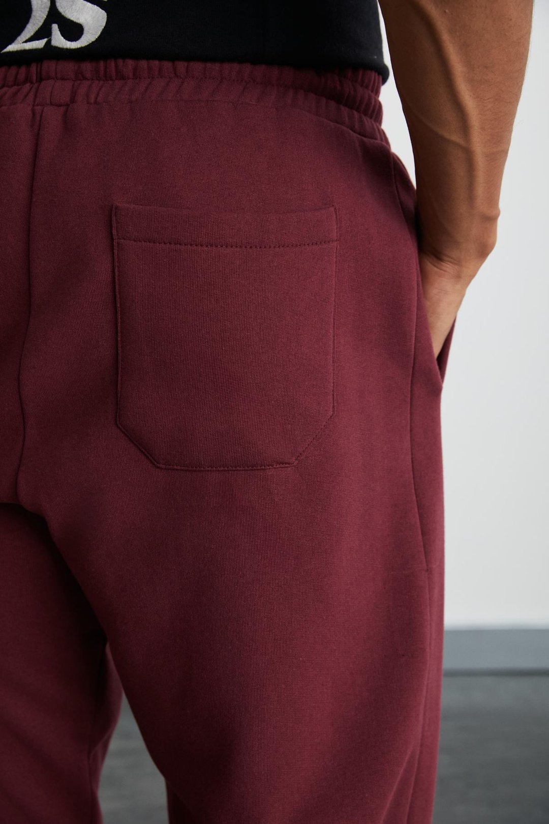 KYOTO Erkek Organik Pamuklu İçi Polarlı Geniş Kesim Paçası Lastikli Jogger Kırmızı Eşofman Altı