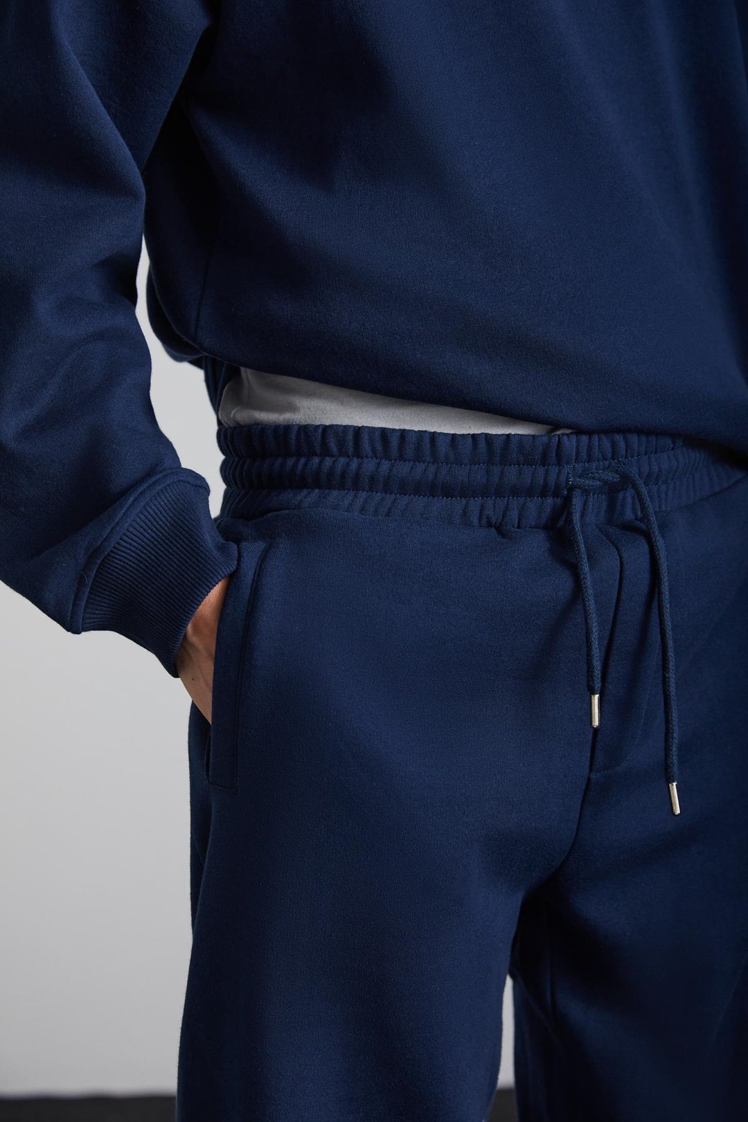 KYOTO Erkek Organik Pamuklu İçi Polarlı Geniş Kesim Paçası Lastikli Jogger Lacivert Eşofman Altı