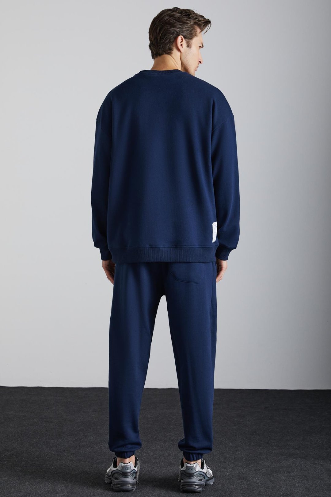 KYOTO Erkek Organik Pamuklu İçi Polarlı Geniş Kesim Paçası Lastikli Jogger Lacivert Eşofman Altı