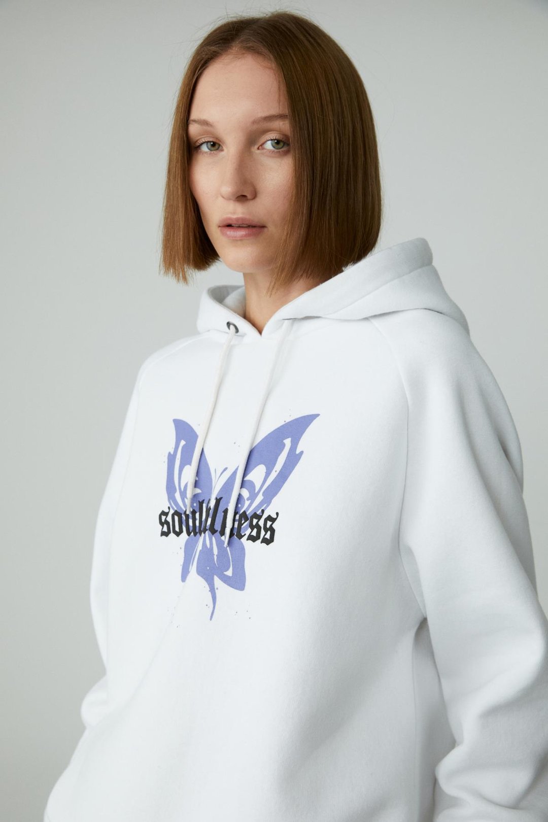 LAMARI Kadın Oversıze Şardonlu Kapüşonlu Beyaz Sweatshirt