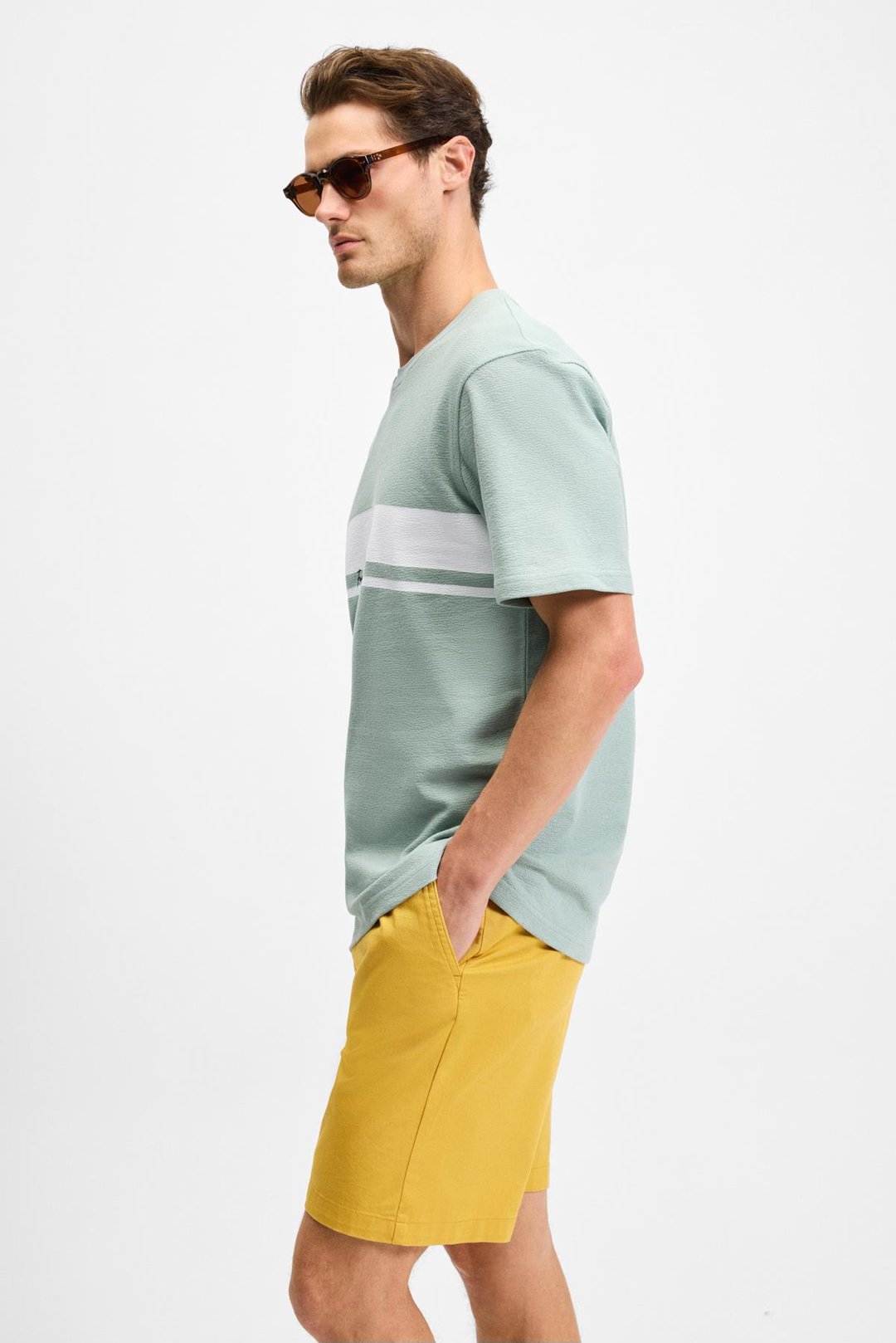 LAMINE Erkek Baskı Ve Nakış Detaylı %100 Organik Pamuk Bisiklet Yaka Kısa Kollu Regular Fit Yeşil T-Shirt