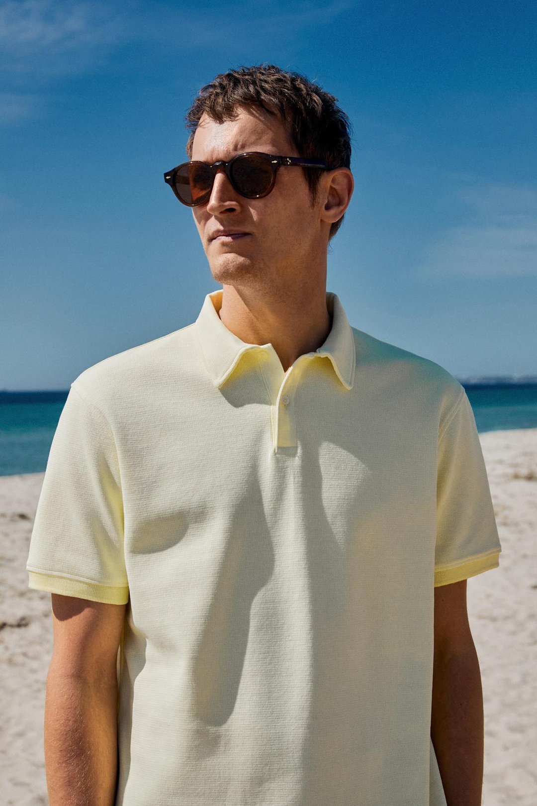 LAPORTE Erkek Dokulu Kumaşlı Slim Fit Sarı Polo Yaka T-shirt