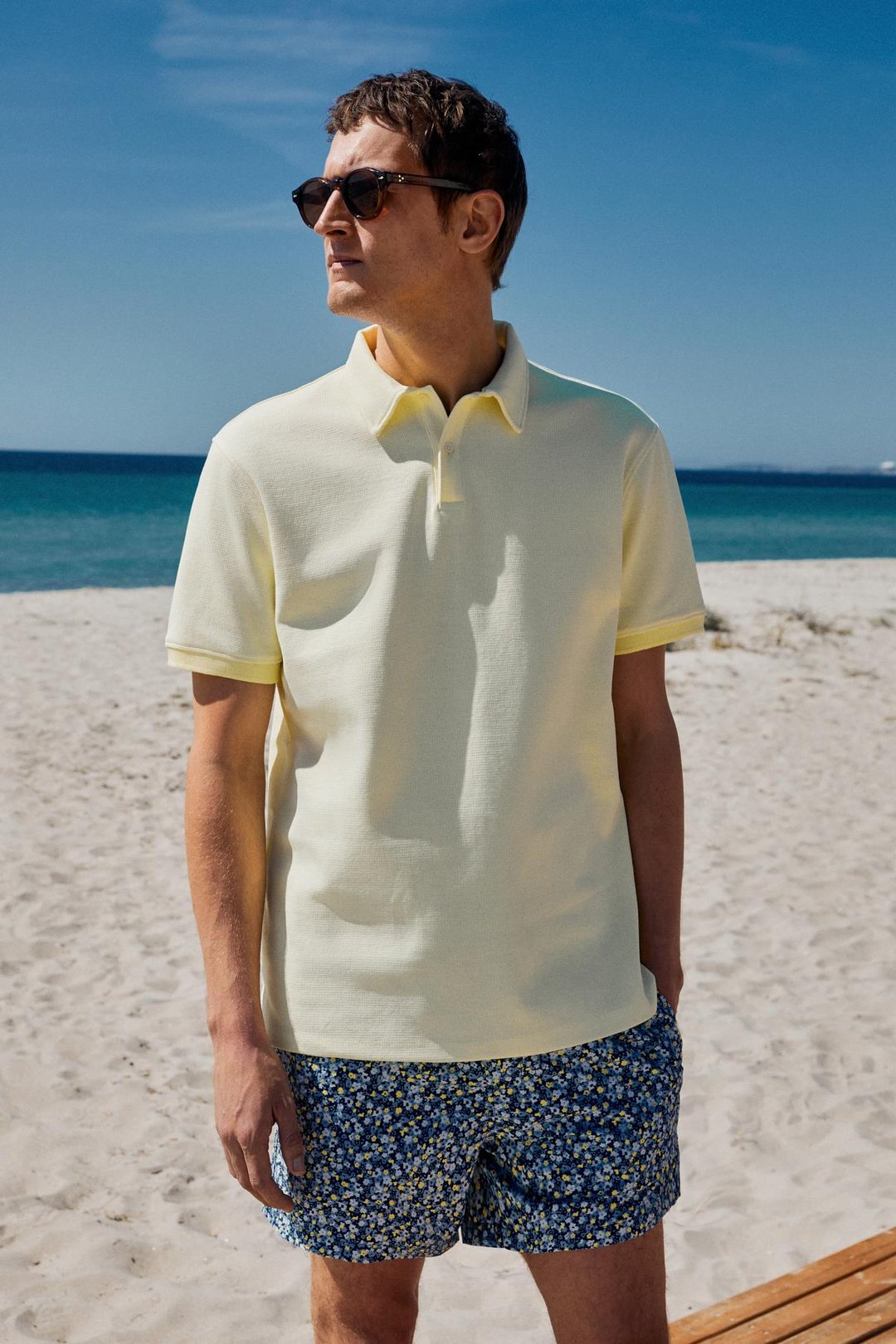 LAPORTE Erkek Dokulu Kumaşlı Slim Fit Sarı Polo Yaka T-shirt