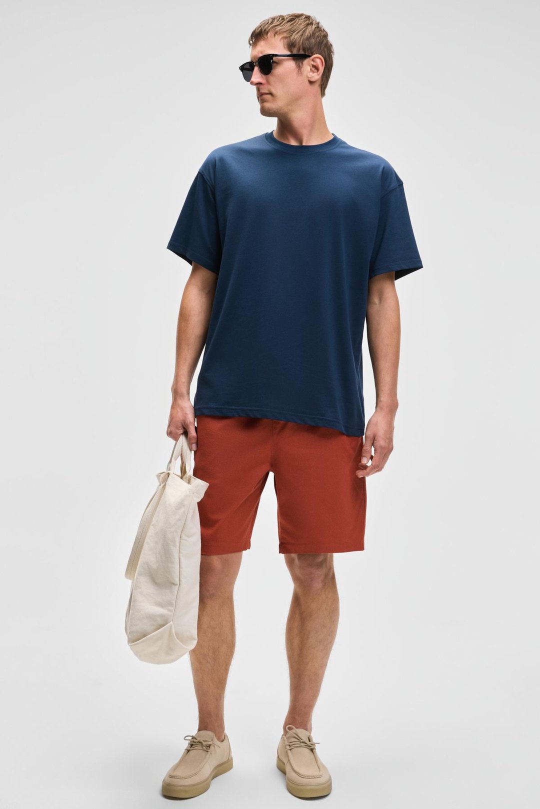 LASPER Erkek Likralı Yanları Cepli Beli Lastikli Relaxed Fit Kiremit Rengi Şort