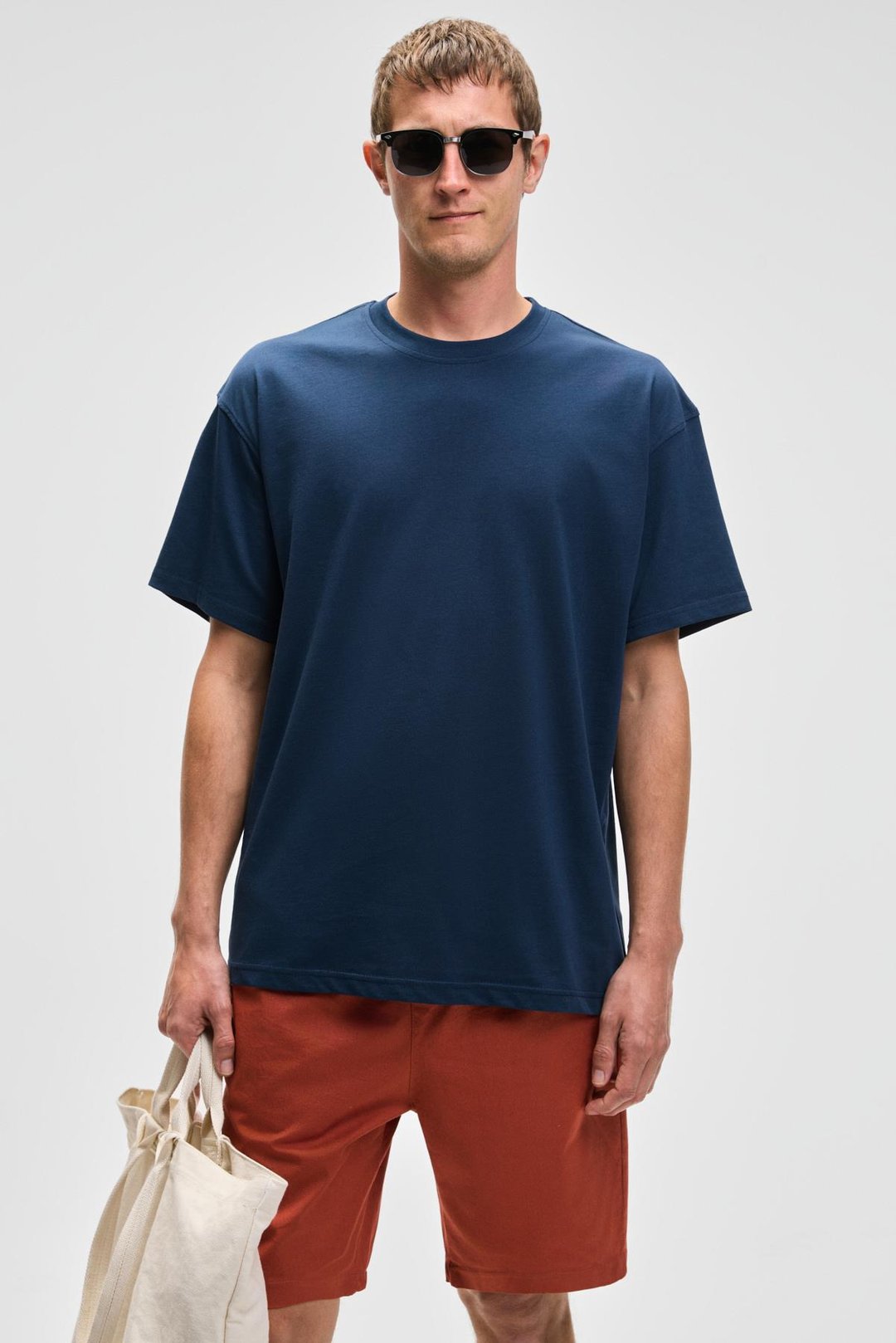 LASPER Erkek Likralı Yanları Cepli Beli Lastikli Relaxed Fit Kiremit Rengi Şort