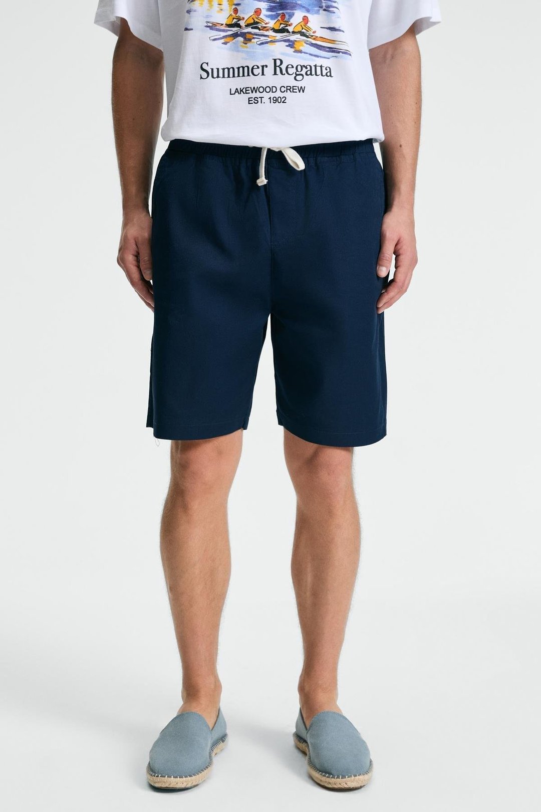 LASPER Erkek Likralı Yanları Cepli Beli Lastikli Relaxed Fit Lacivert Şort