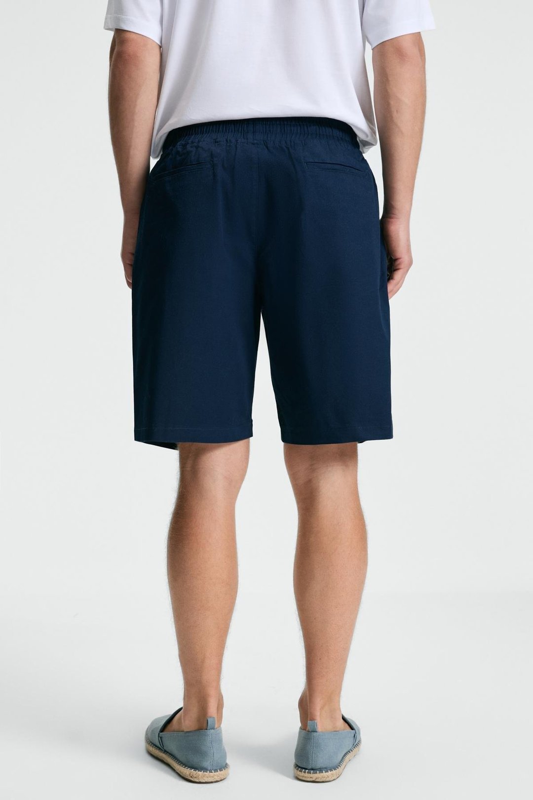 LASPER Erkek Likralı Yanları Cepli Beli Lastikli Relaxed Fit Lacivert Şort