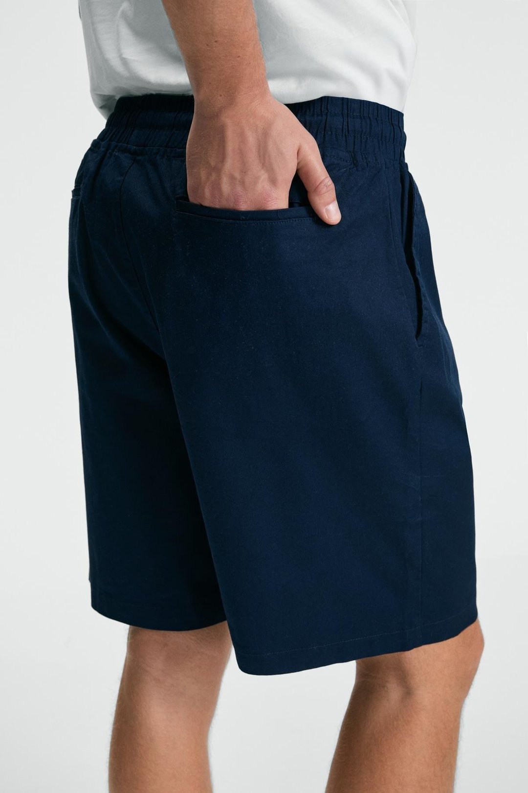 LASPER Erkek Likralı Yanları Cepli Beli Lastikli Relaxed Fit Lacivert Şort