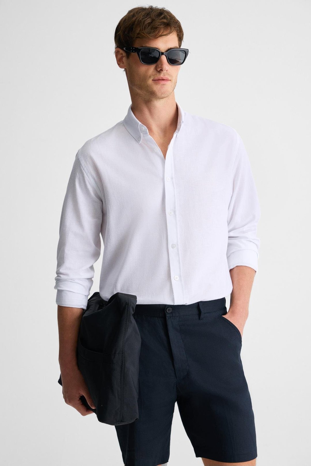 LASSE Erkek Gömlek Yaka Manşetli Uzun Kollu Regular Fit Beyaz Gömlek