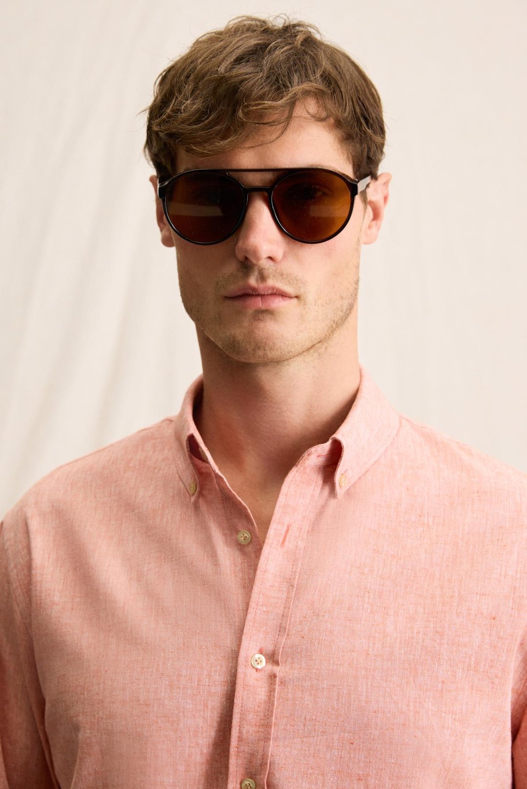 LASSE Erkek Gömlek Yaka Manşetli Uzun Kollu Regular Fit Turuncu Gömlek