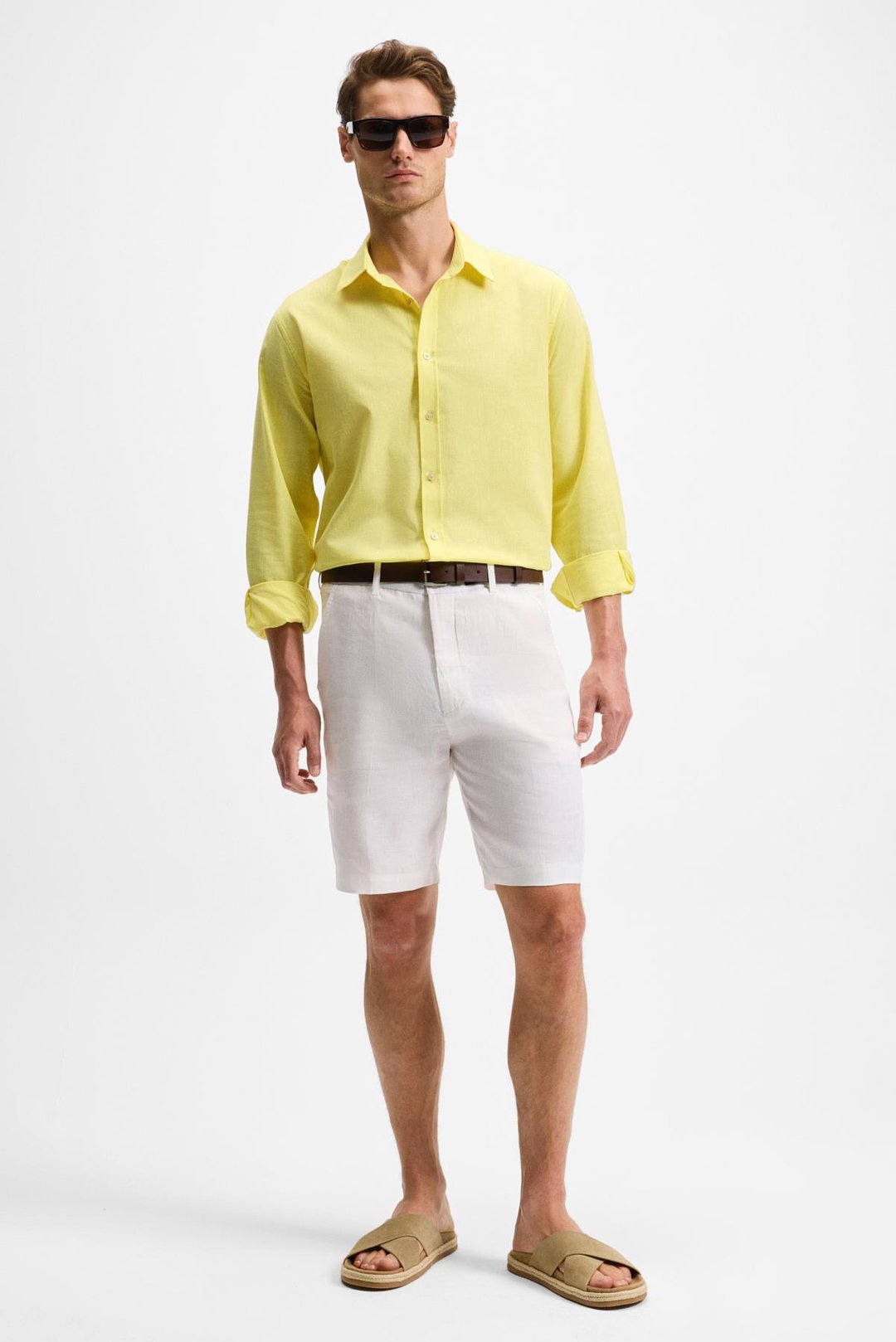 LASSE Erkek Gömlek Yaka Manşetli Uzun Kollu Regular Fit Sarı Gömlek