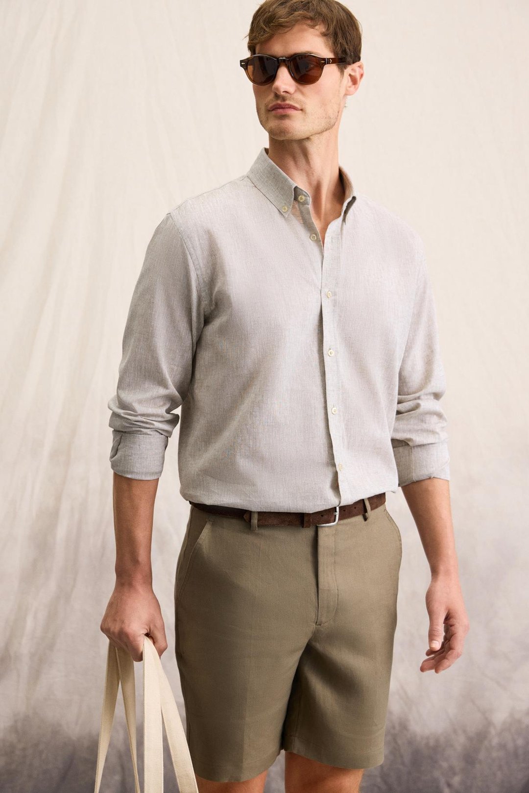 LASSE Erkek Gömlek Yaka Manşetli Uzun Kollu Regular Fit Haki Gömlek