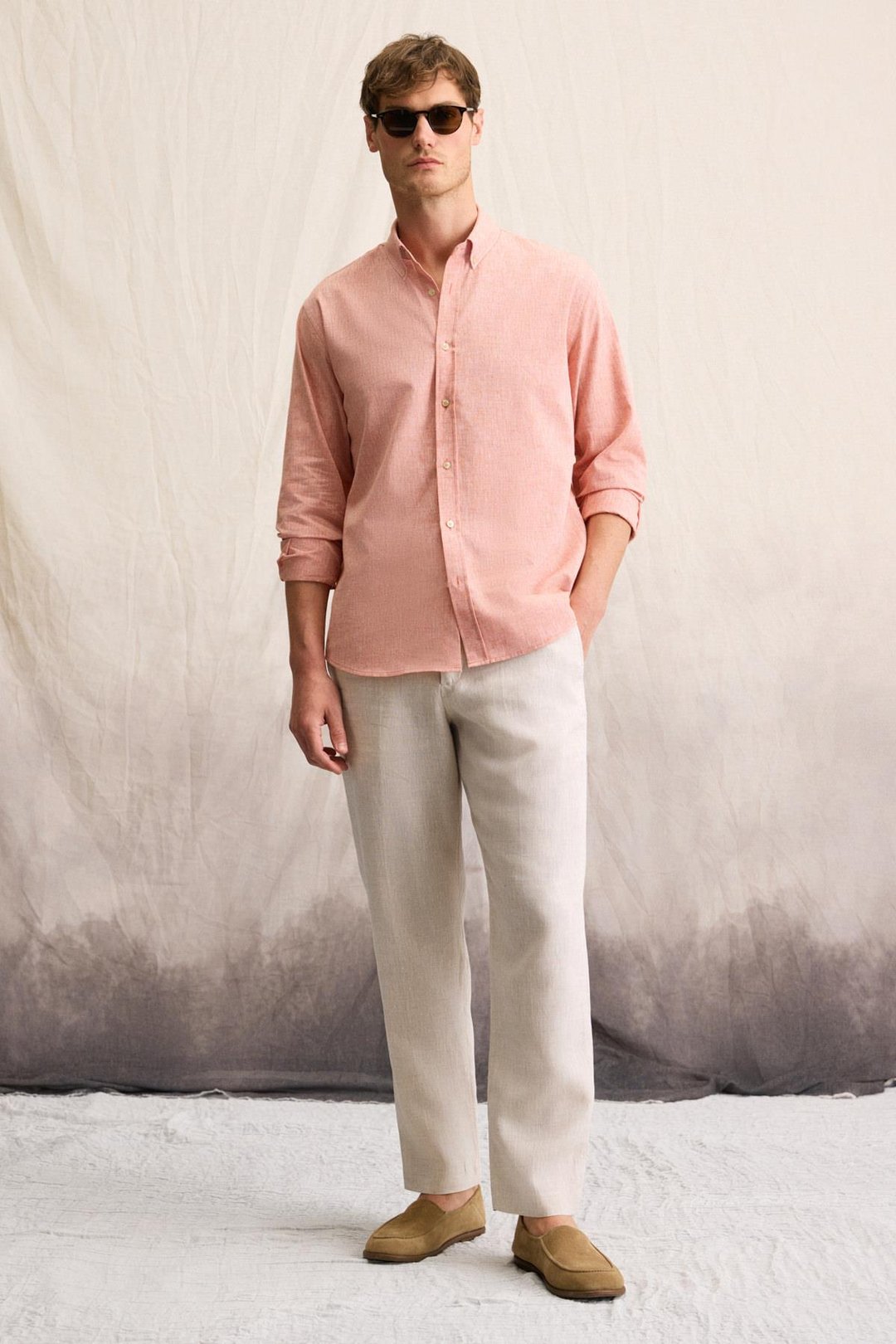 LASSE Erkek Gömlek Yaka Manşetli Uzun Kollu Regular Fit Turuncu Gömlek