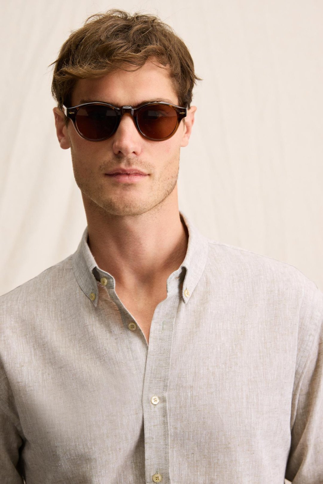 LASSE Erkek Gömlek Yaka Manşetli Uzun Kollu Regular Fit Haki Gömlek