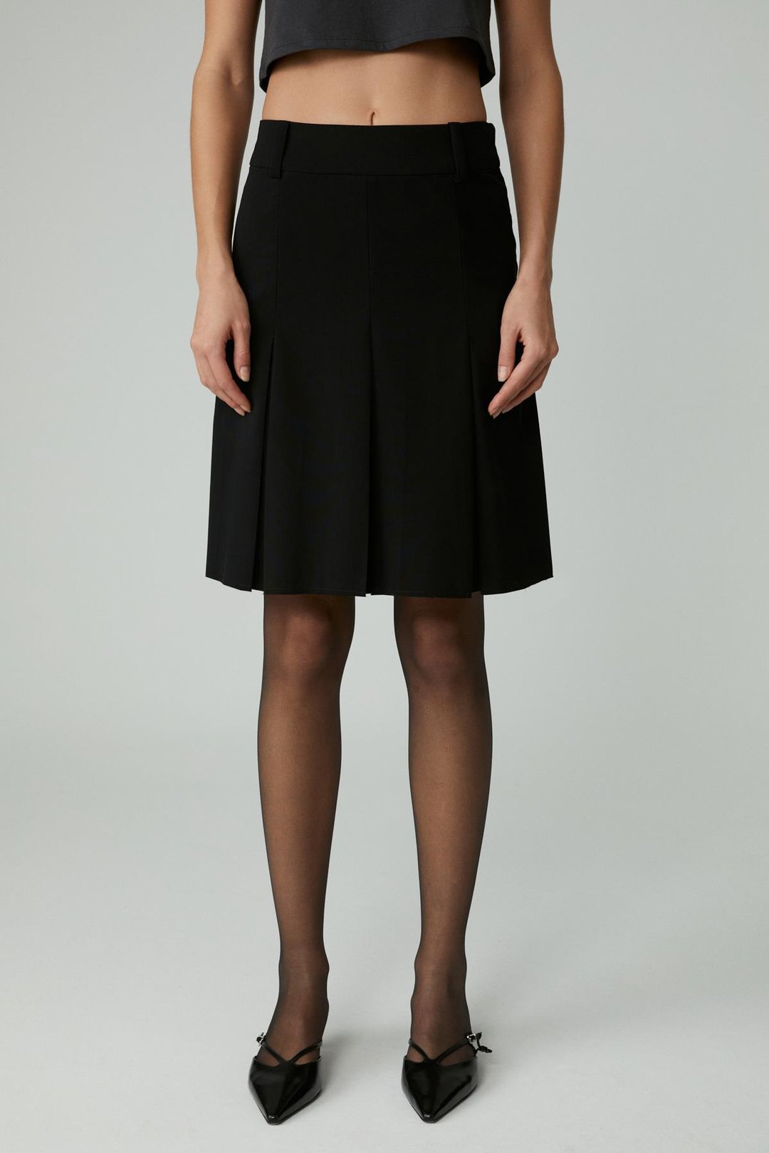 LAVIVA Kadın Kısa Fermuar Detaylı Siyah Etek