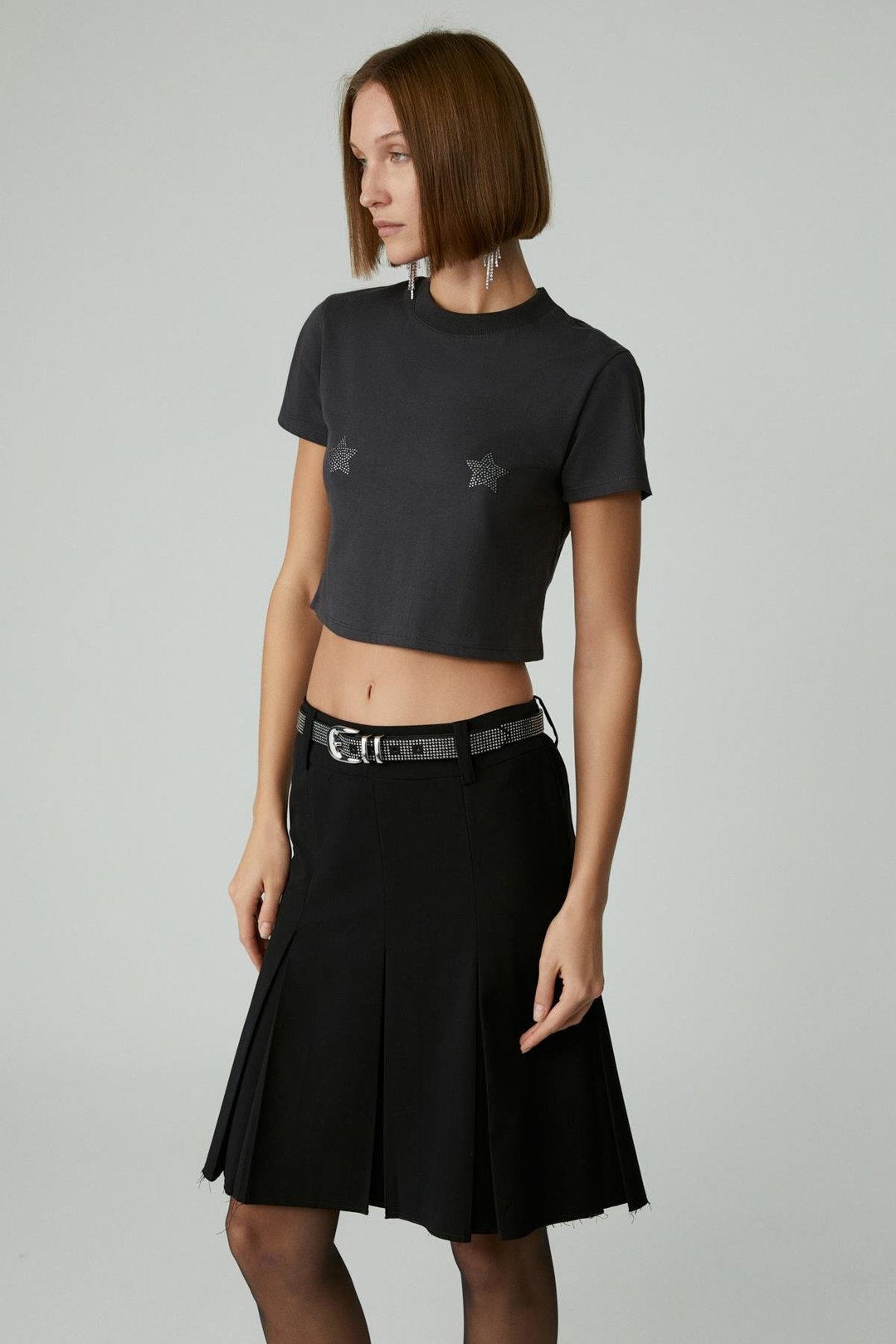 LAVIVA Kadın Kısa Fermuar Detaylı Siyah Etek