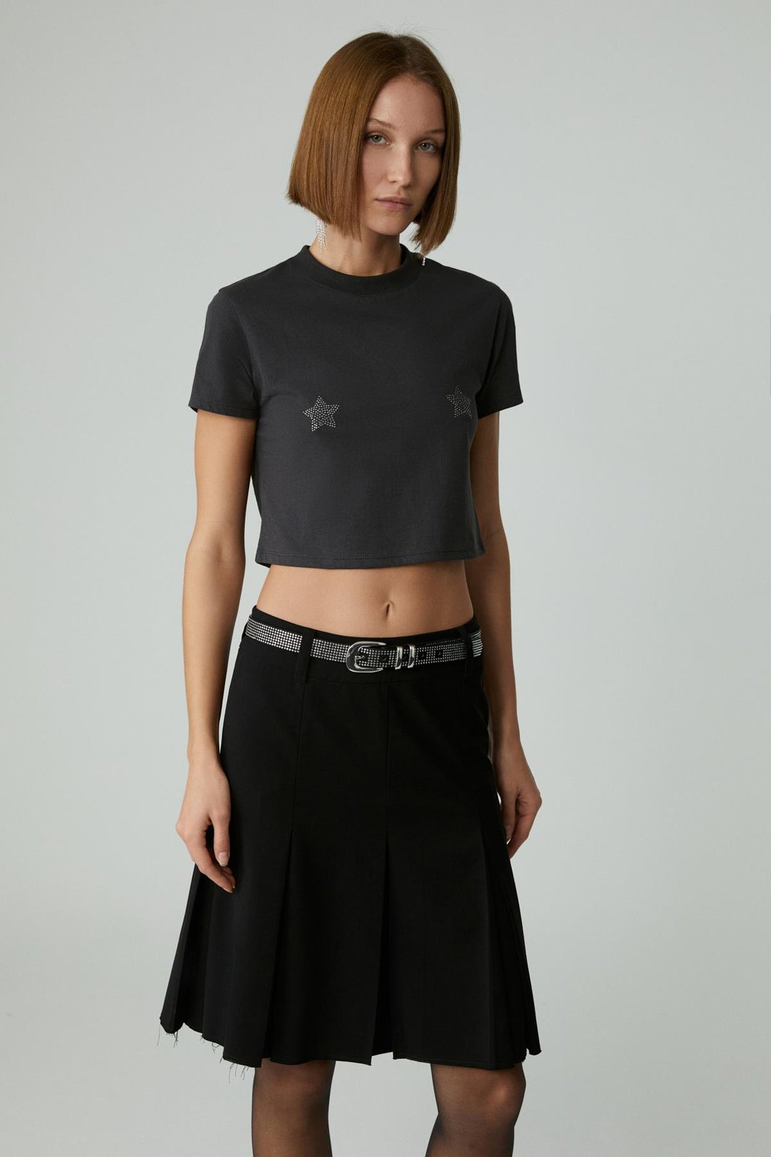 LAVIVA Kadın Kısa Fermuar Detaylı Siyah Etek