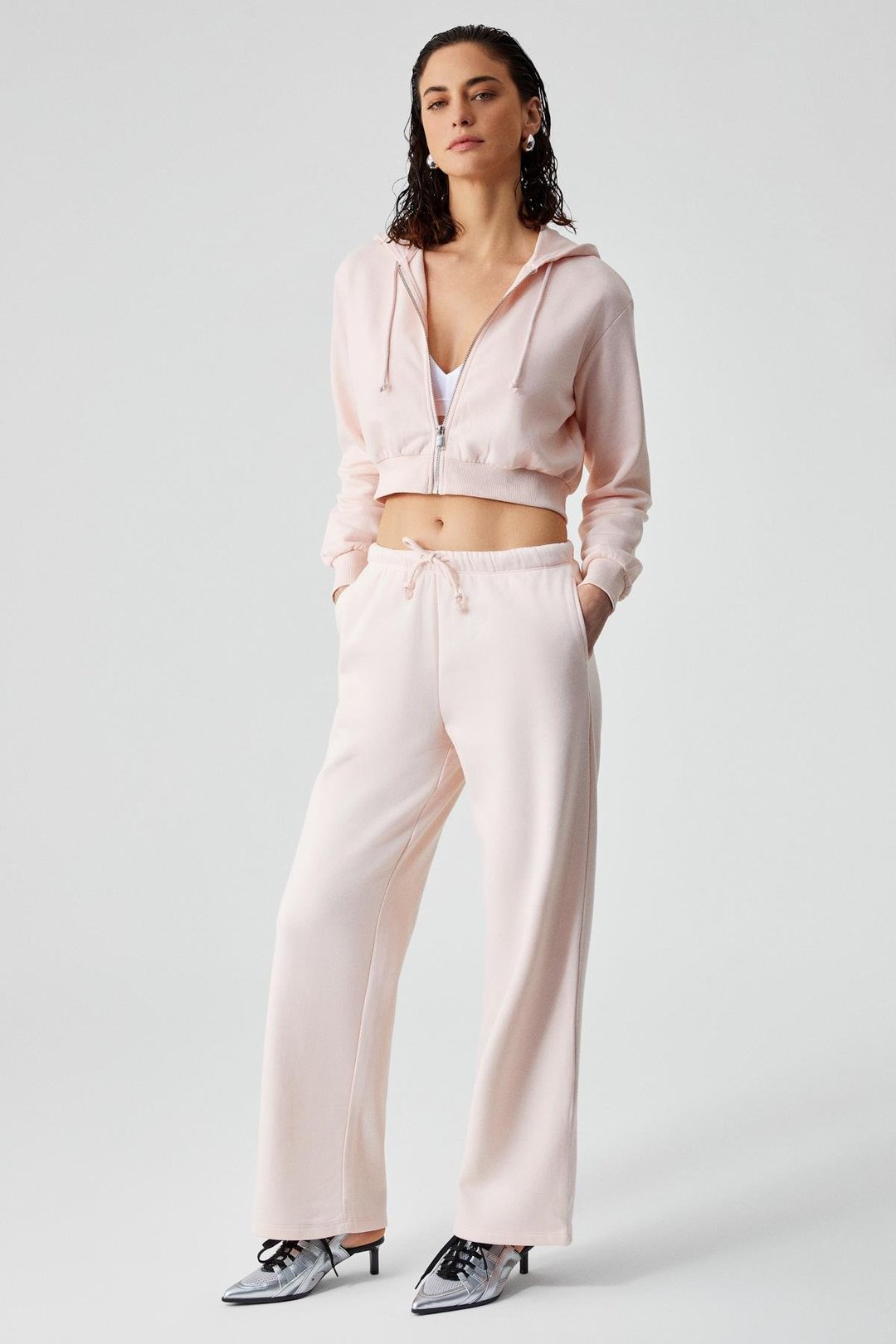 LAYA Kadın %100 Pamuk Regular Fit Çift Cepli Pembe Eşofman Altı