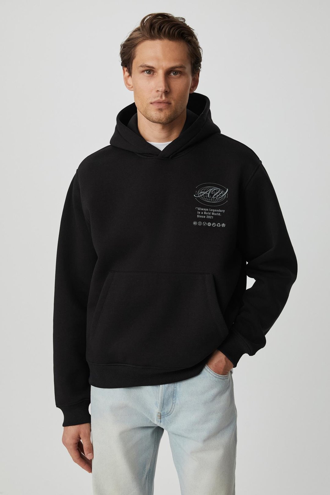 LEGANDARY Erkek Yumuşacık Siyah Sweatshirt