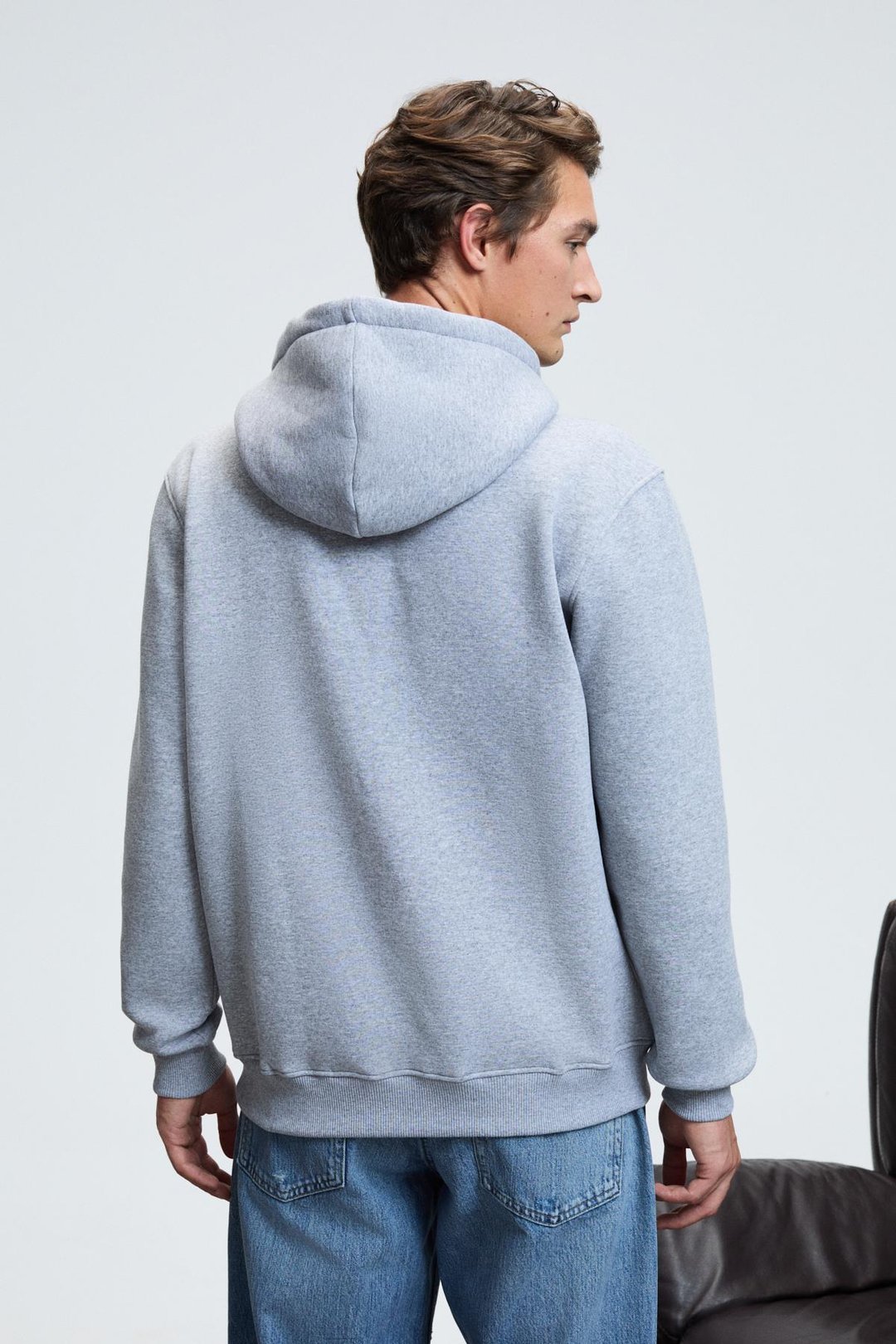 LELAND Erkek Kapüşonlu Kanguru Cepli Göğsü Nakışlı Regular Fit Grimelanj Sweatshirt