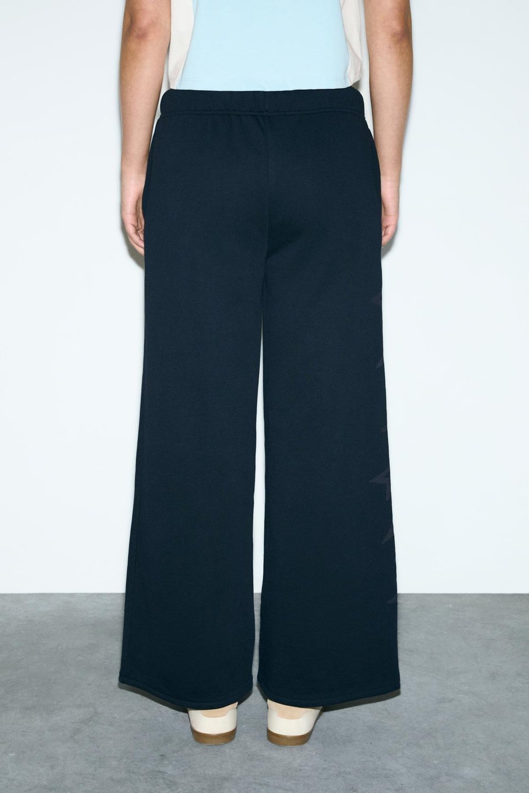 LIBRATE Kadın Organik Pamuklu Baskı Detaylı Çift Cepli Oversıze Lacivert Eşofman Altı