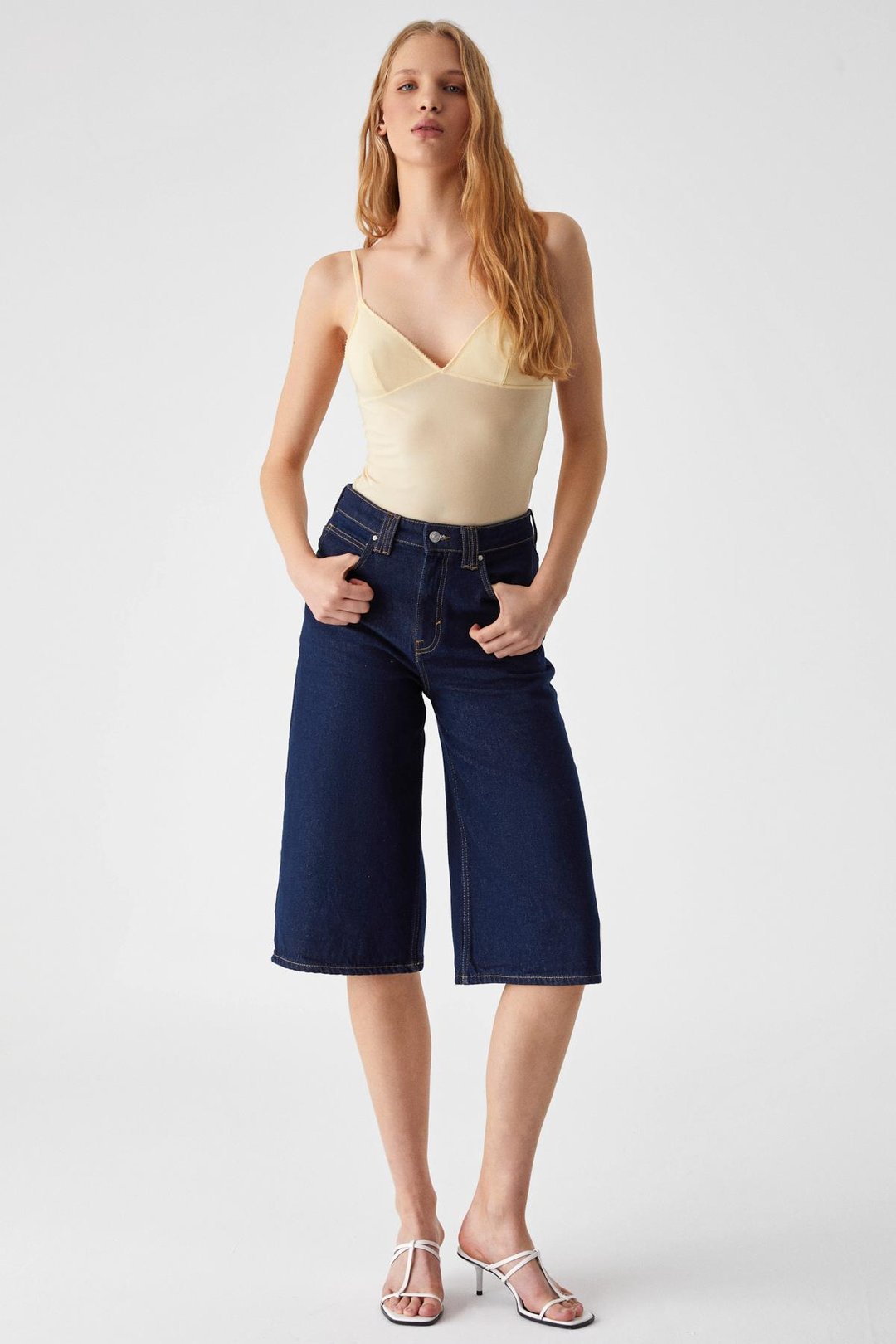 LILLEAN Kadın Kruvaze Yaka Slim İnce Tül Sarı Bluz