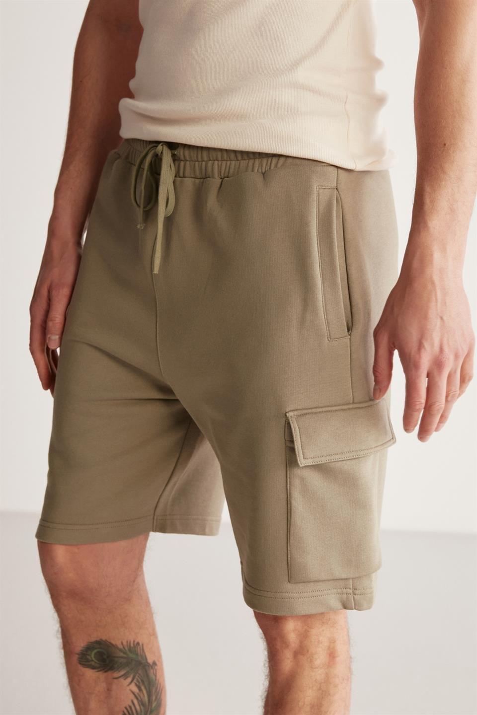 LIONEL  Regular Haki Tekli Şort