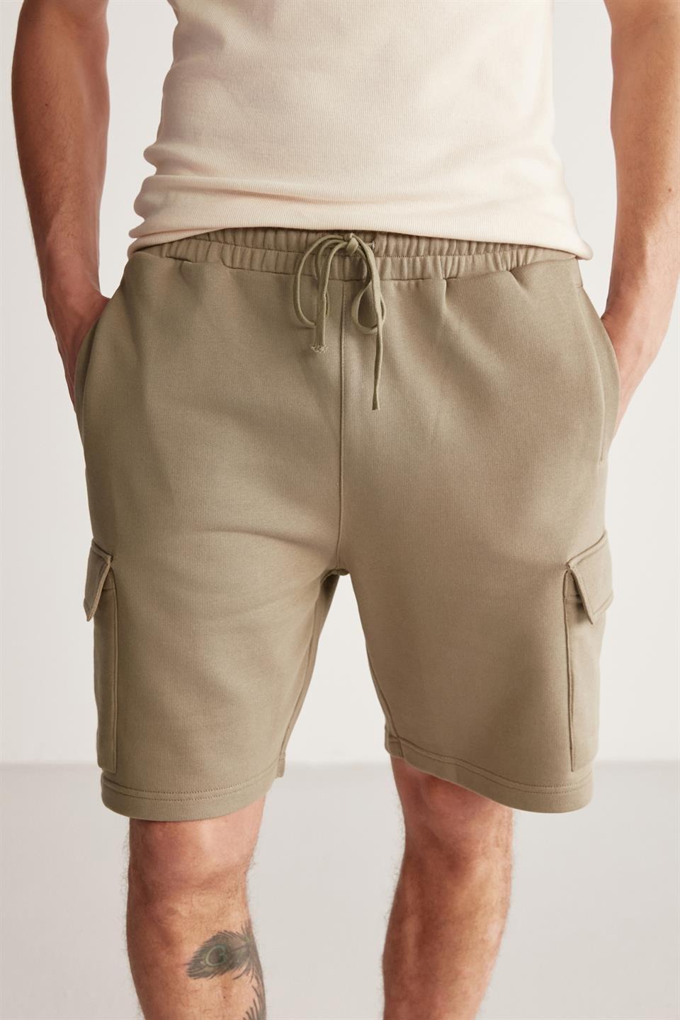 LIONEL  Regular Haki Tekli Şort